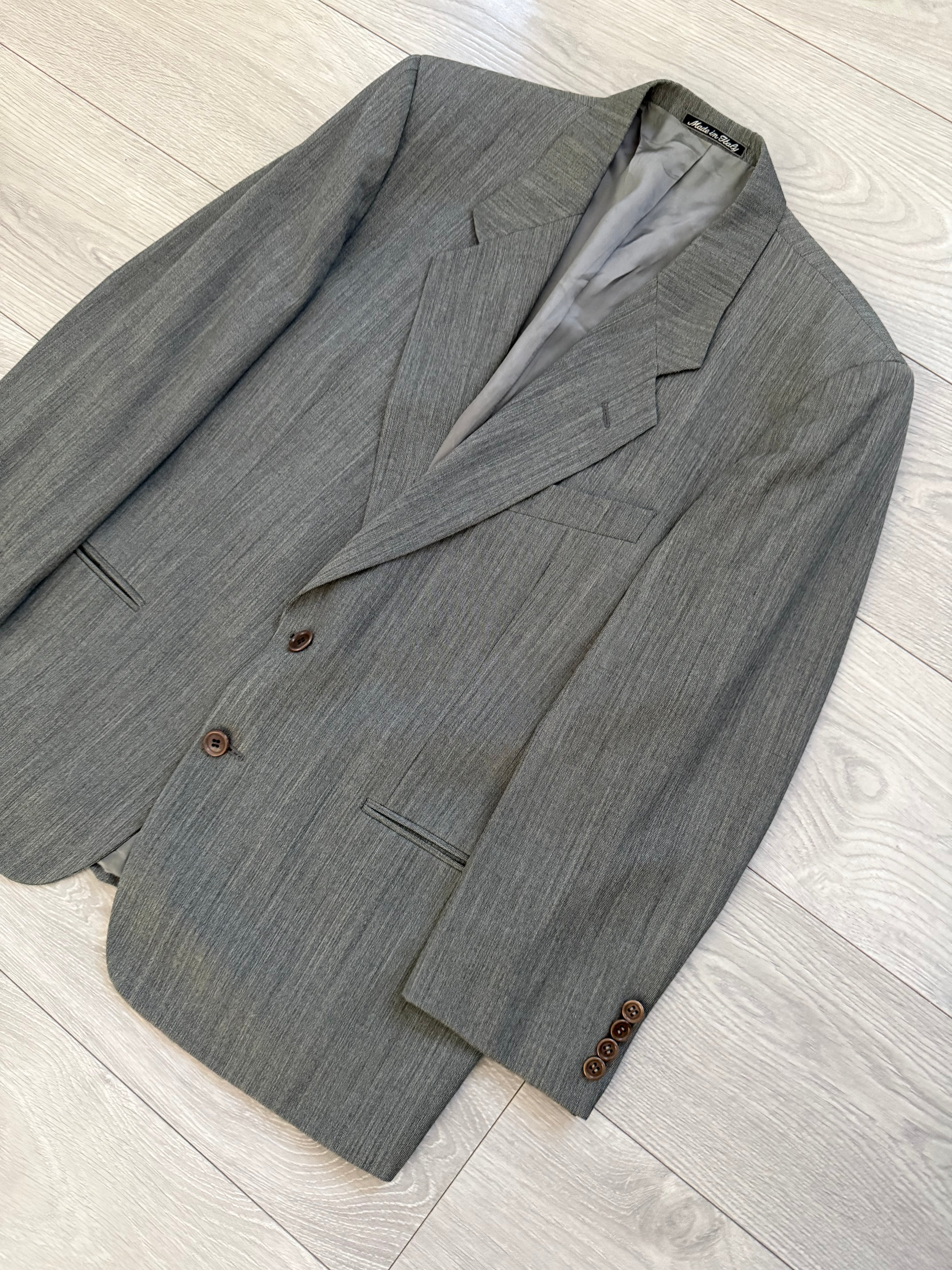 Valentino 1980s 2B Heathered Grey Wool Sports Blazer Jacket - Size L