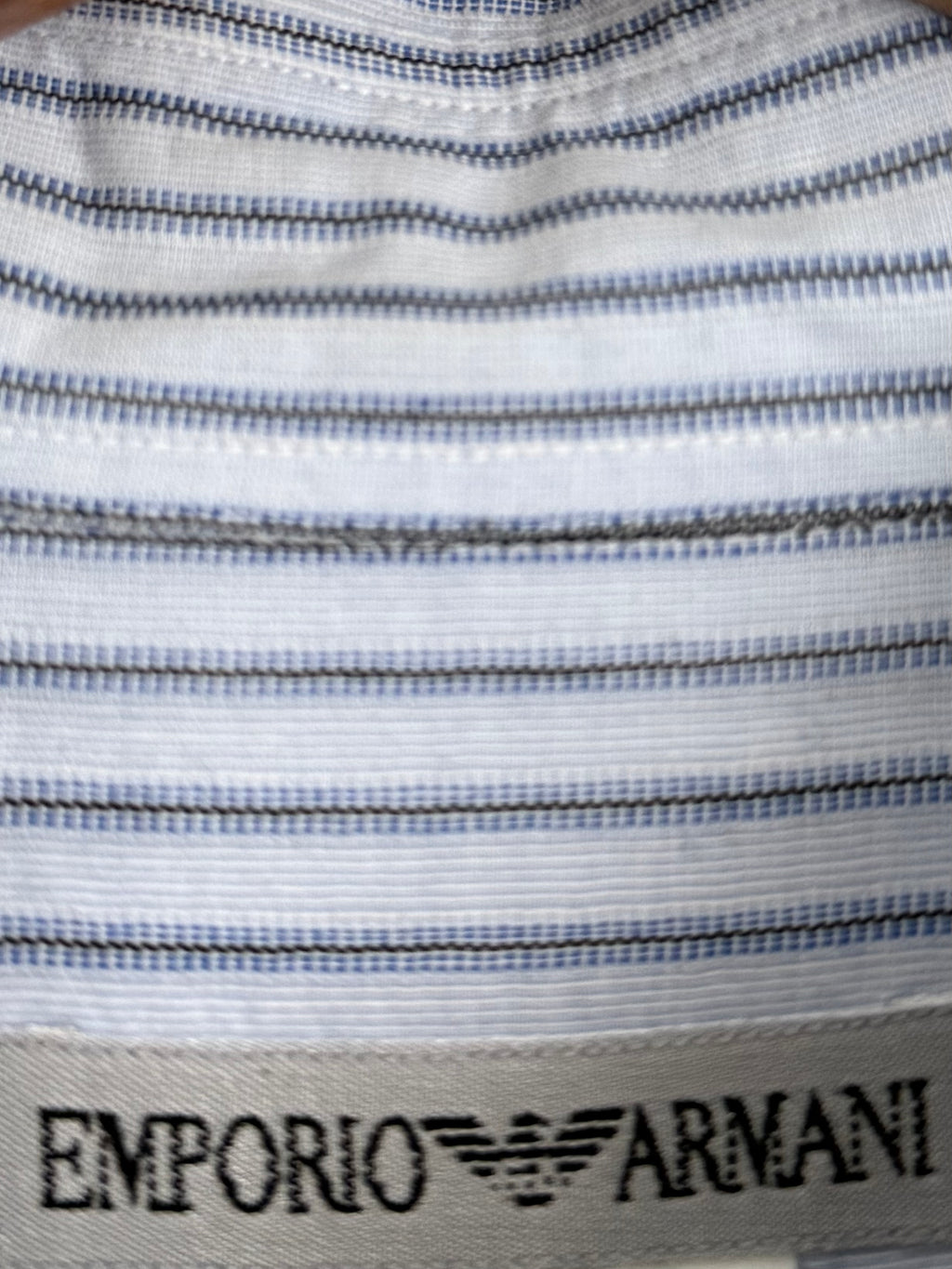 Emporio Armani 1990s Snap Collar Striped Shirt - Size S