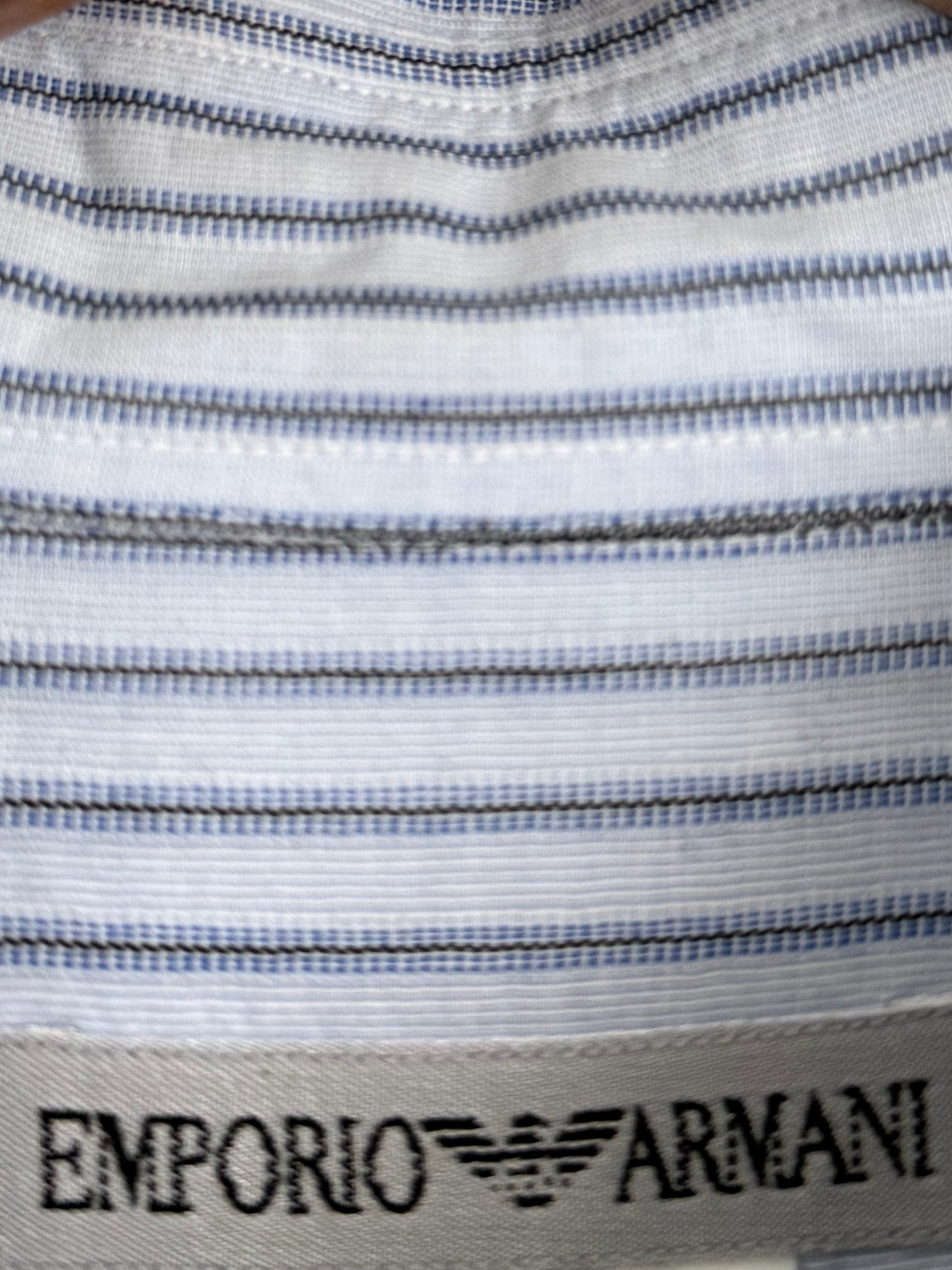 Emporio Armani 1990s Snap Collar Striped Shirt - Size S