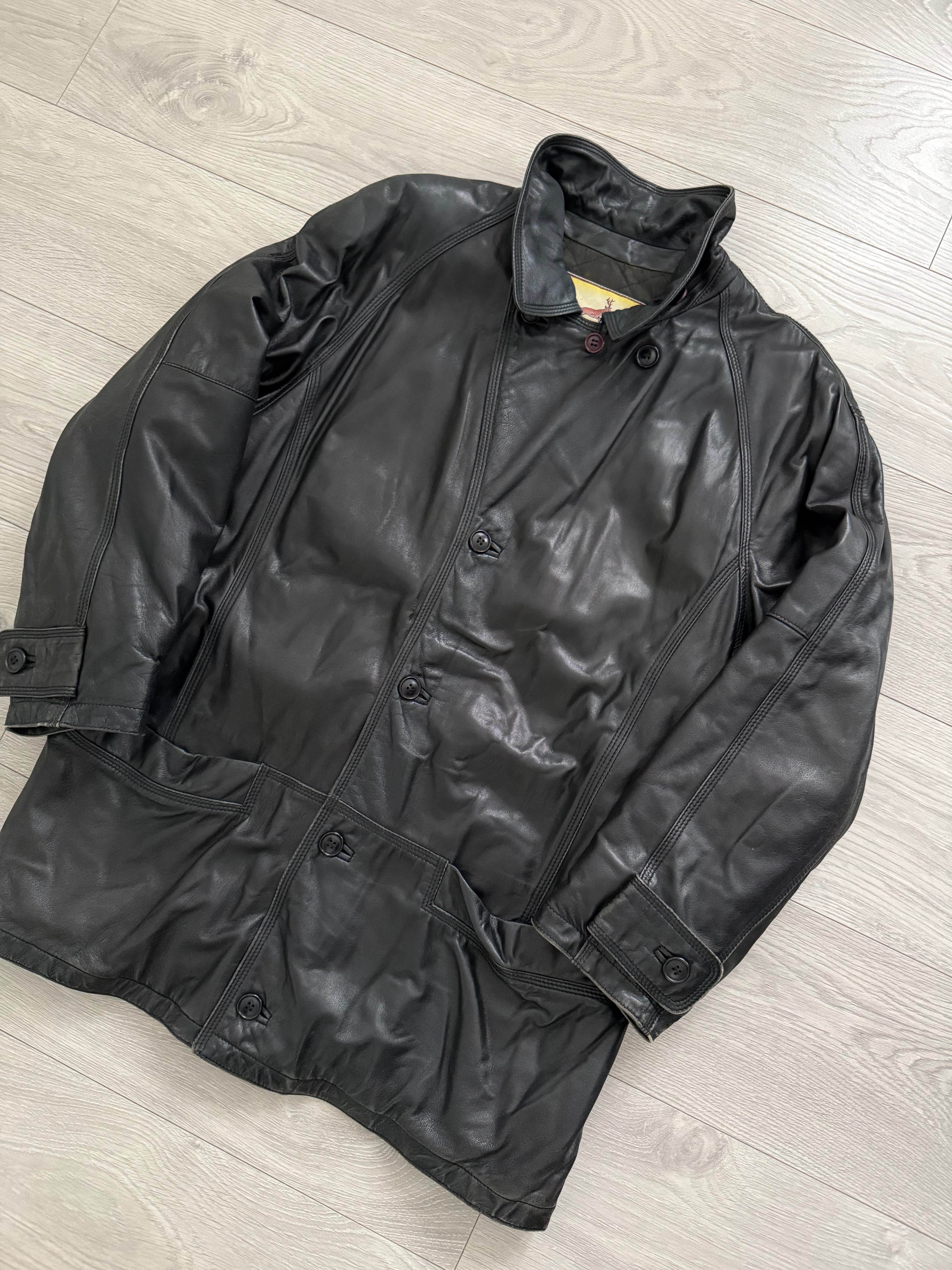 Sicons Armani 1980s Leather Hunting Jacket Coat - Size M