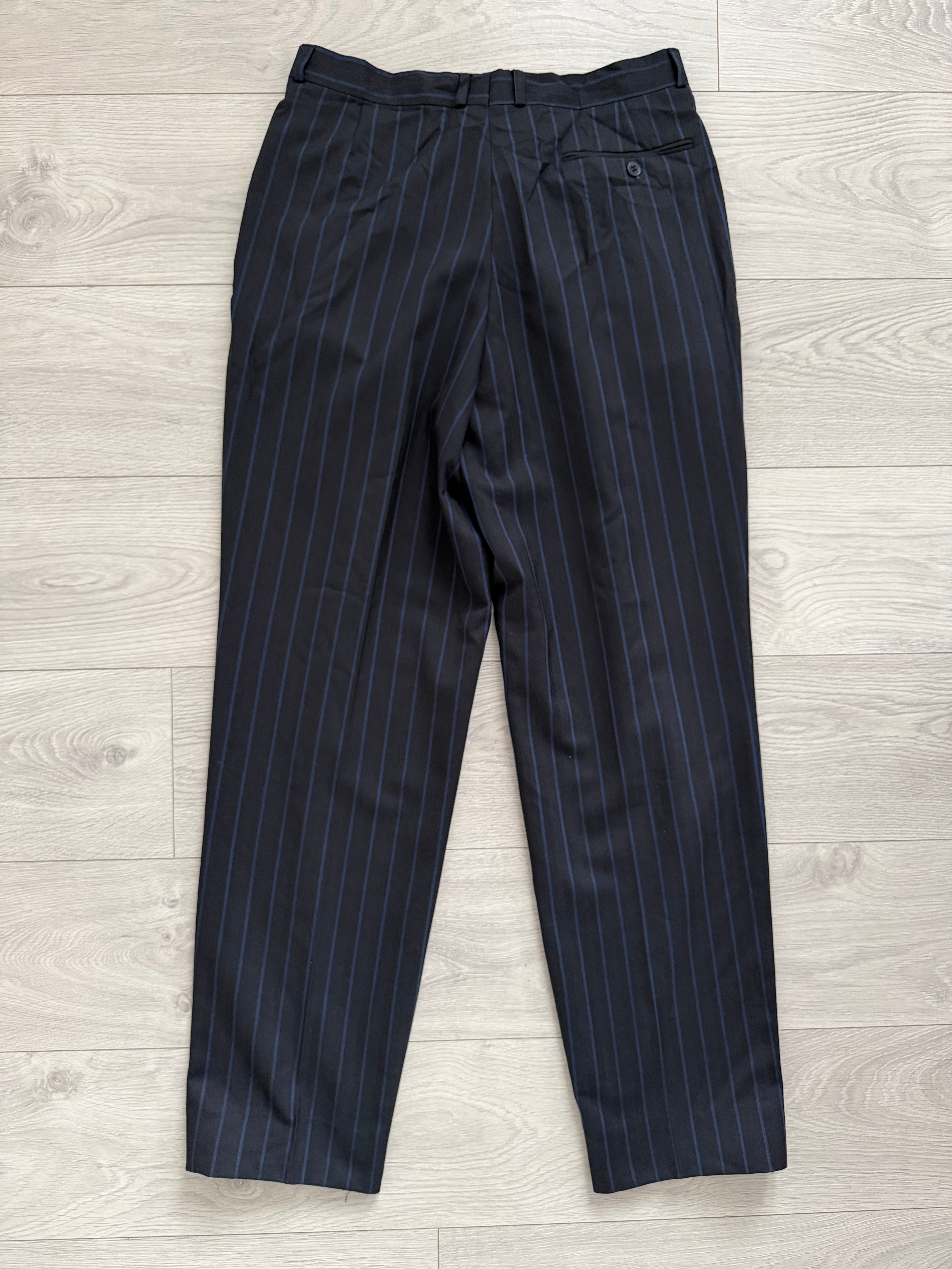 Hugo Boss 1980s Peaked Lapel Double Breasted Pleated Wool Suit - Size XXL Jacket / 34" Waist