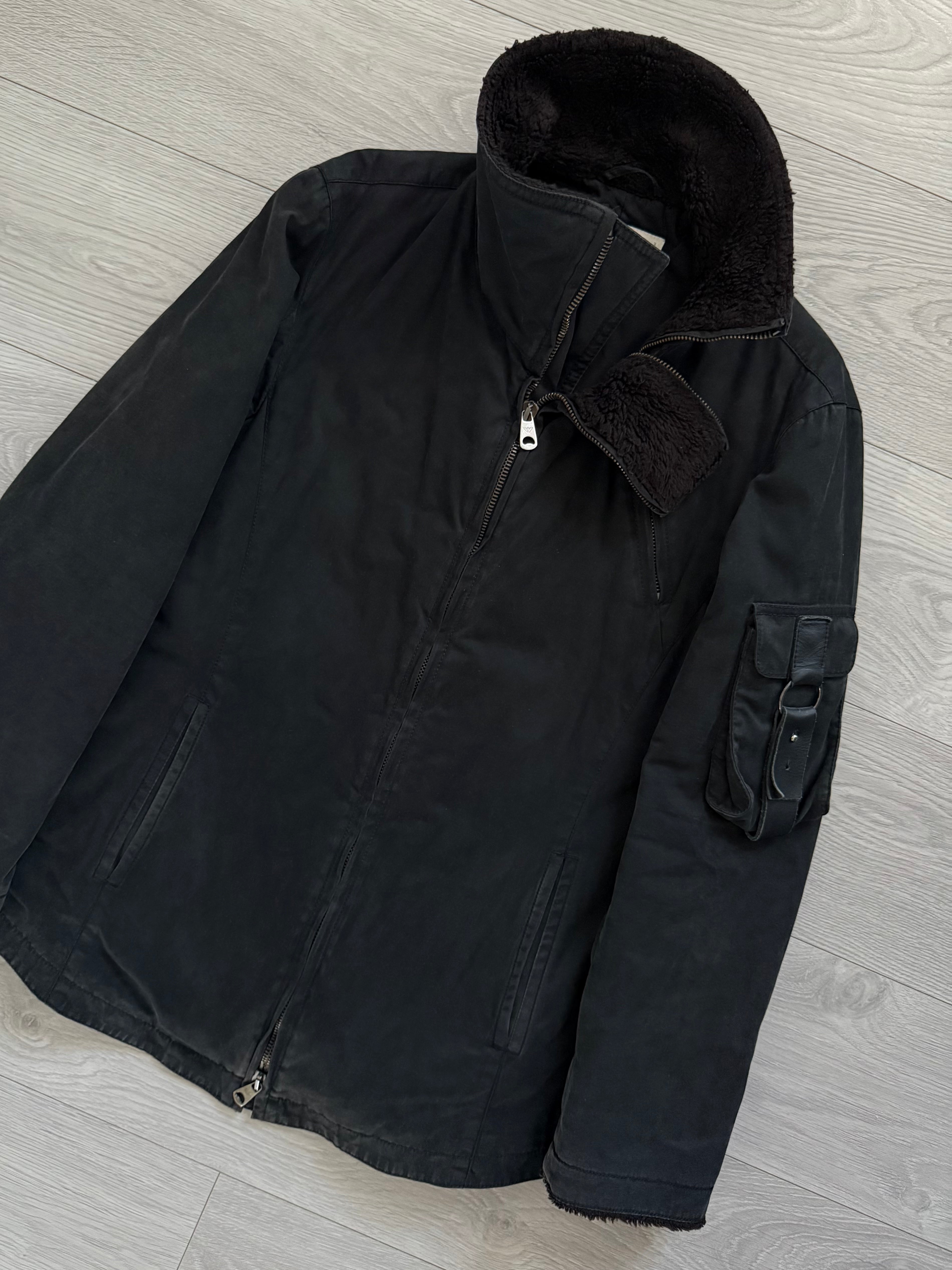 Emporio Armani 2002 Fur Collar Dual Zip Padded Military Jacket - Size M