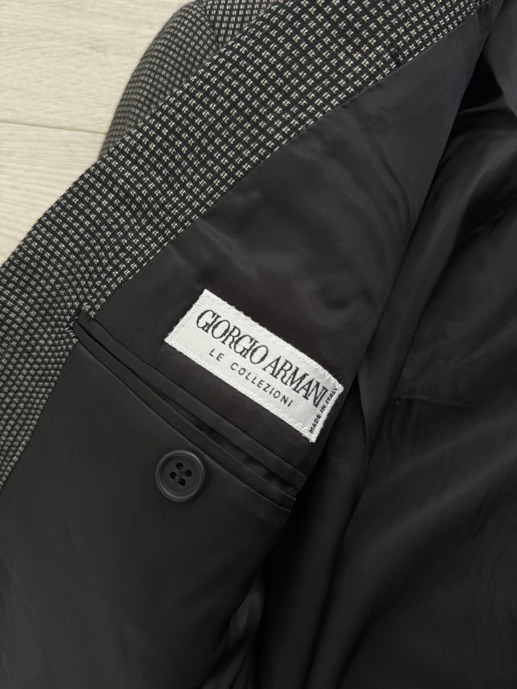 Giorgio Armani 1980s Peaked Lapel Double Breasted Textured Wool Sports Jacket Blazer - Size XXL