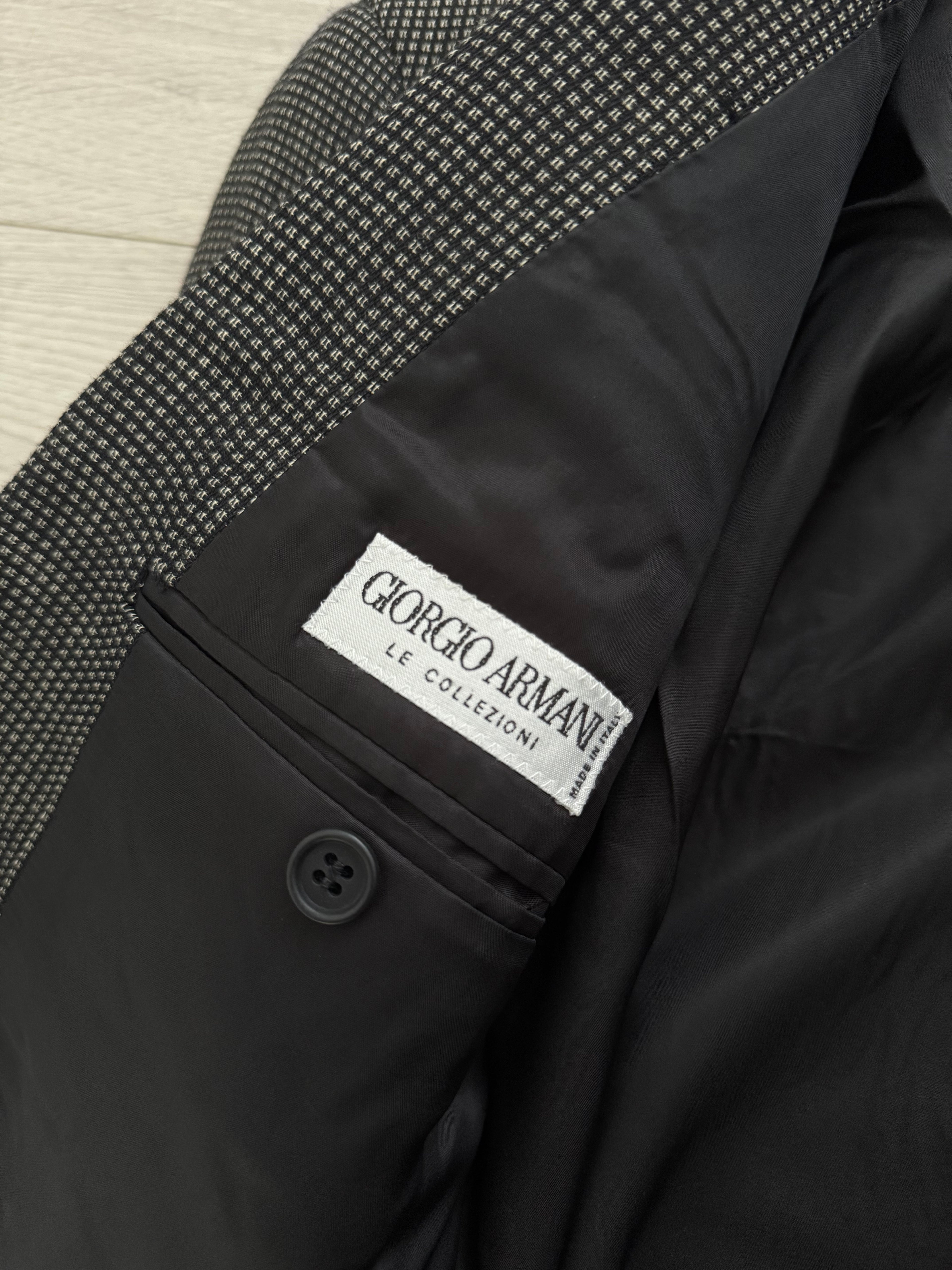 Giorgio Armani 1980s Peaked Lapel Double Breasted Textured Wool Sports Jacket Blazer - Size XXL