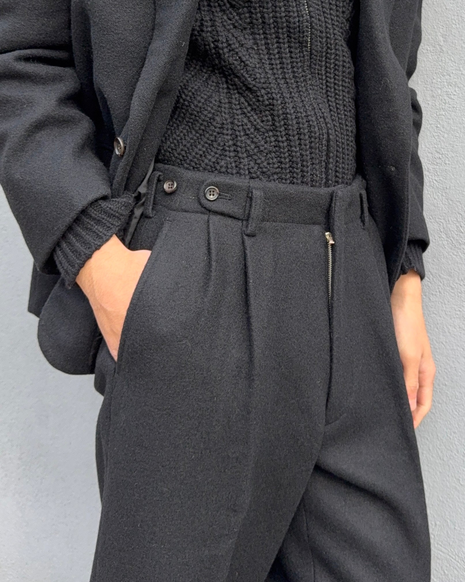 Comme Des Garcons Homme 1980s Triple Pleat Melton Wool Suit - M Jacket / 32" Waist