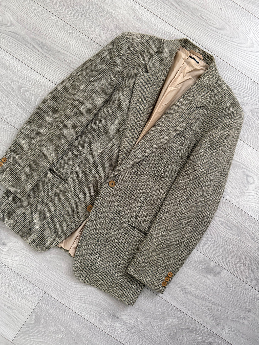 Giorgio Armani Black Label 1990s Textured Wool Check Sports Jacket Blazer - Size M