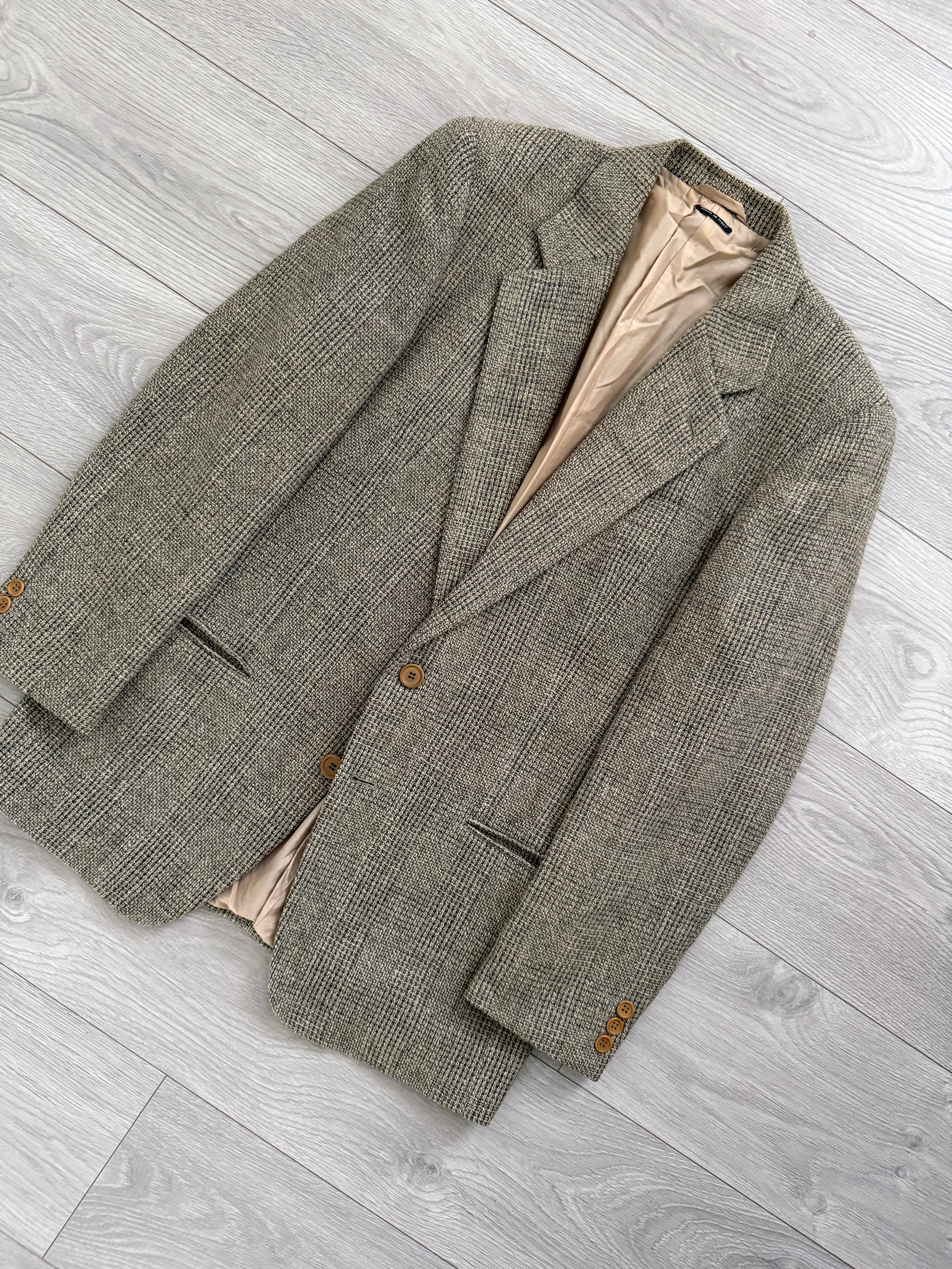 Giorgio Armani Black Label 1990s Textured Wool Check Sports Jacket Blazer - Size M