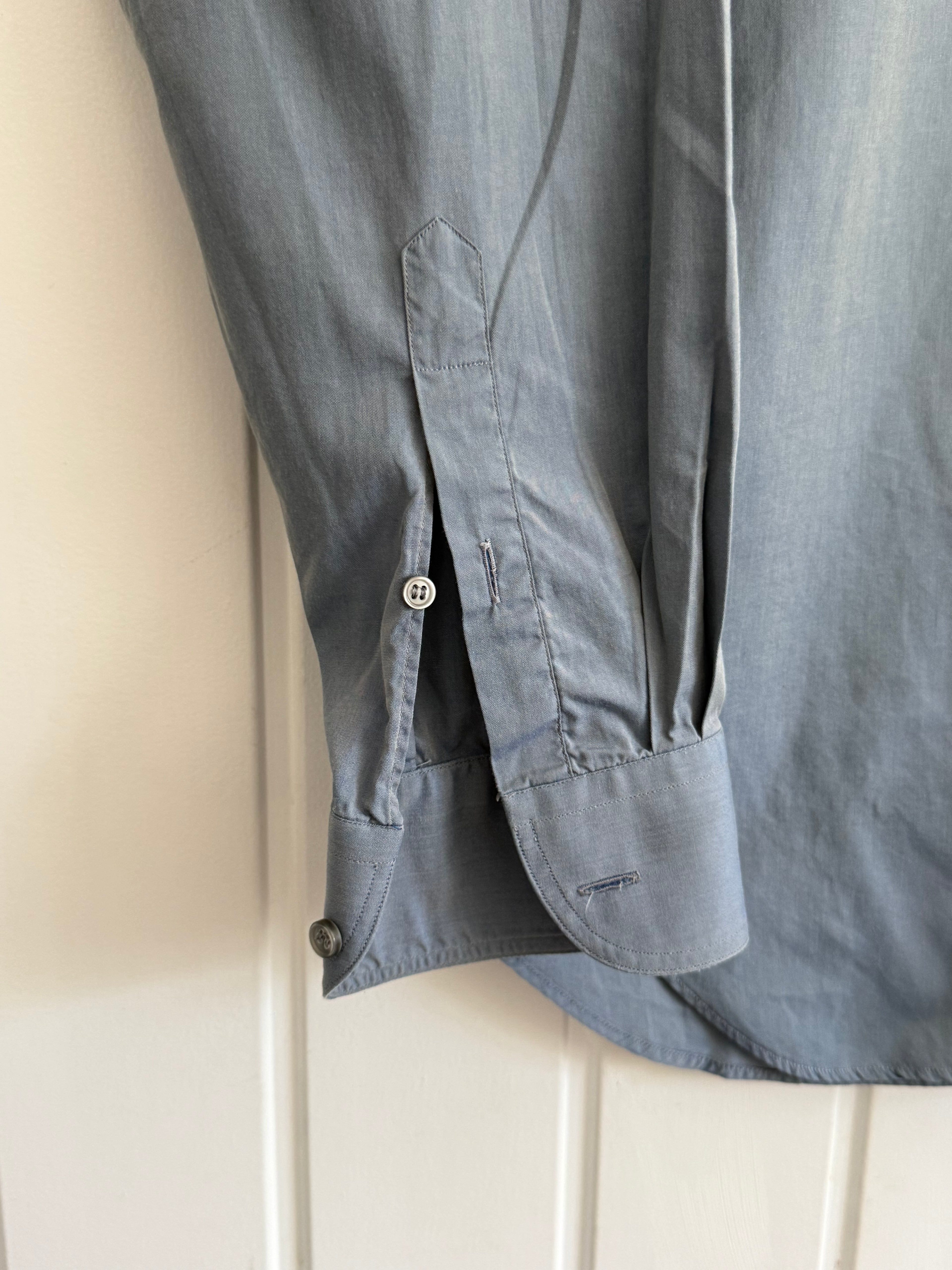 Giorgio Armani 1980s Blue Cotton Shirt - Size M