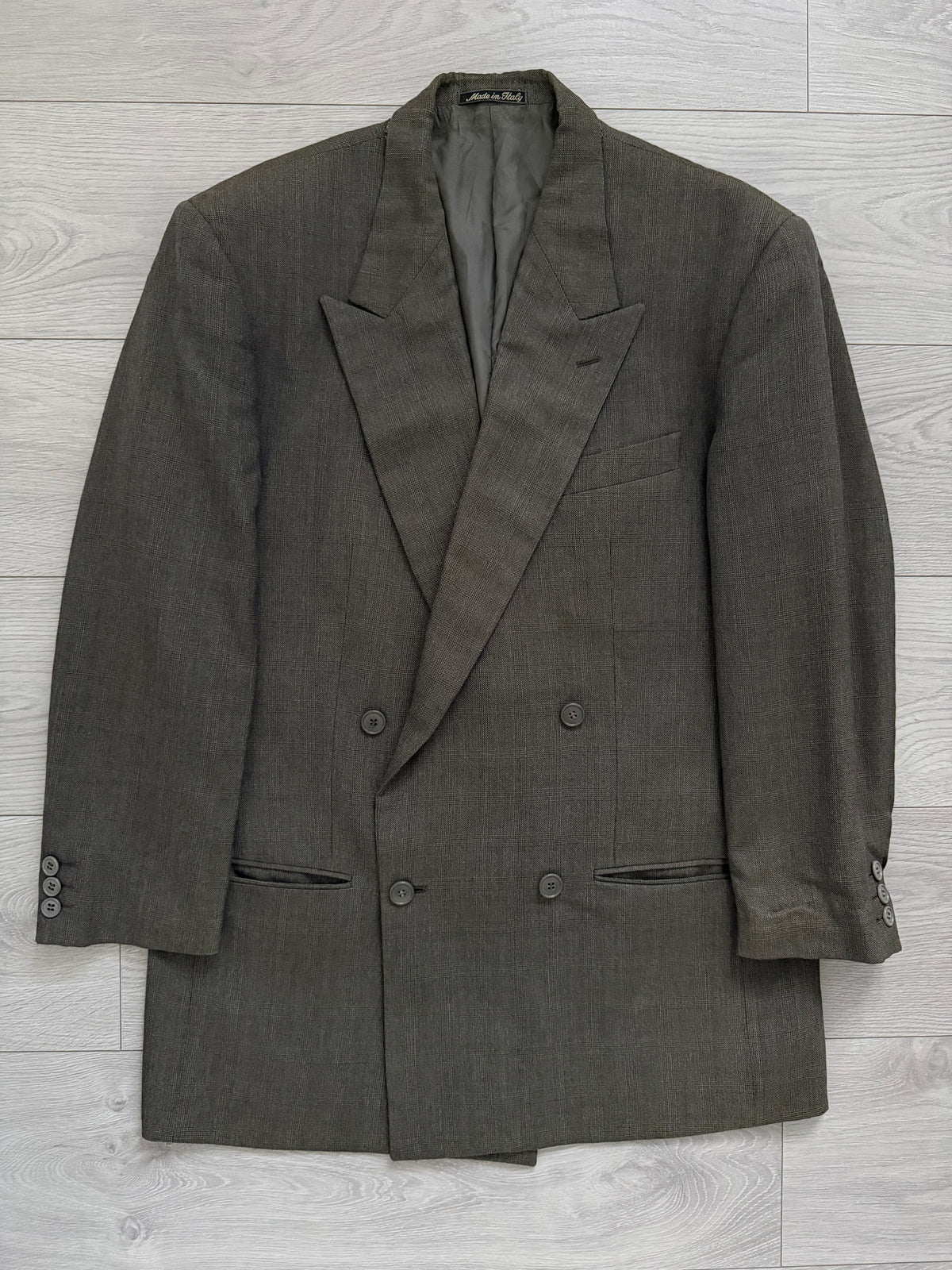 Giorgio Armani 1980s Peaked Lapel Double Breasted Wool Sport Jacket Blazer Brown - Size L