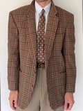 Valentino 1980s 2B Textured Wool Check Sports Jacket Blazer  - Size L