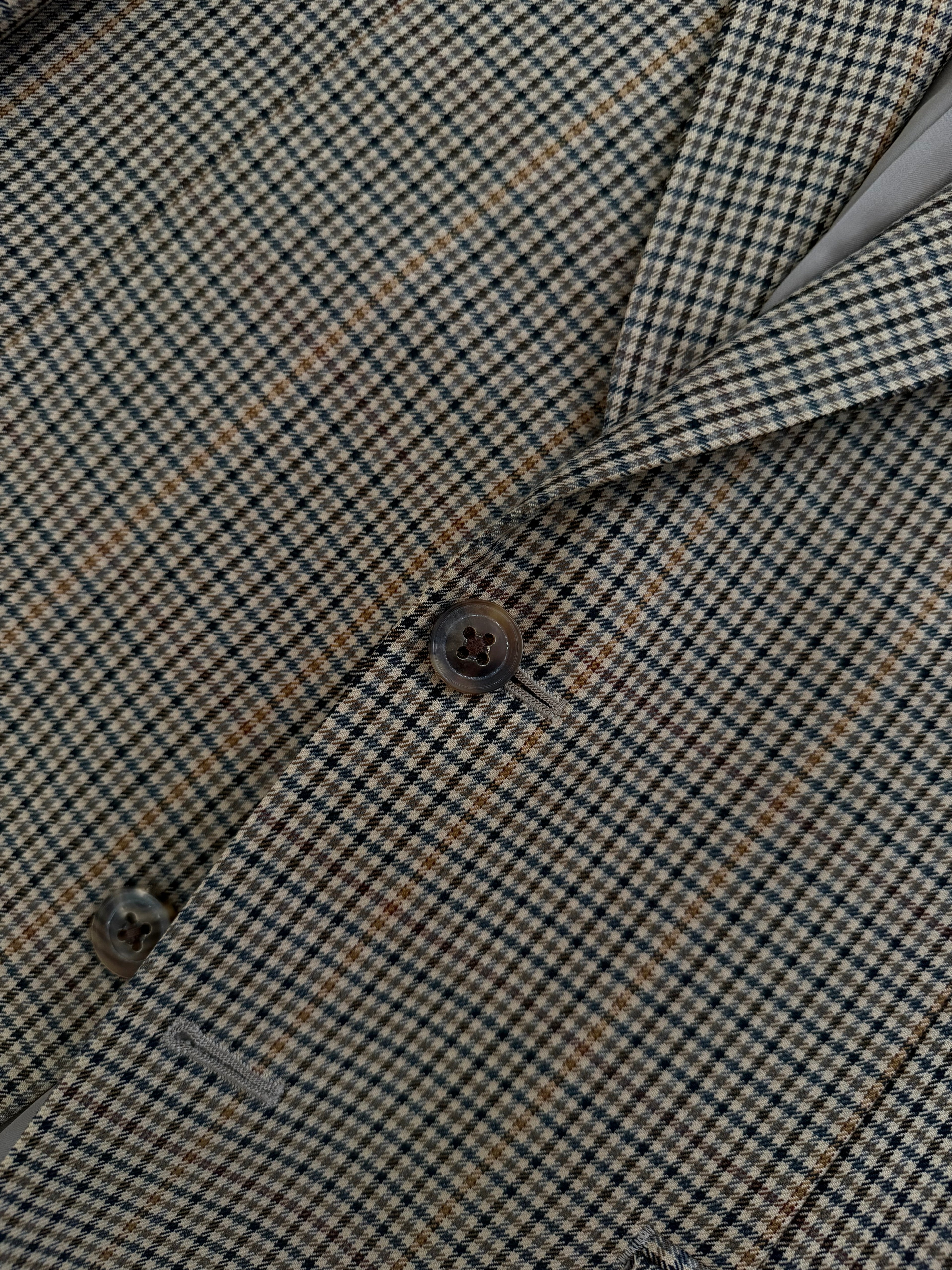 Burberry 1990s 2B Wool Multi-Pattern Tan Sports Jacket Blazer - Size S