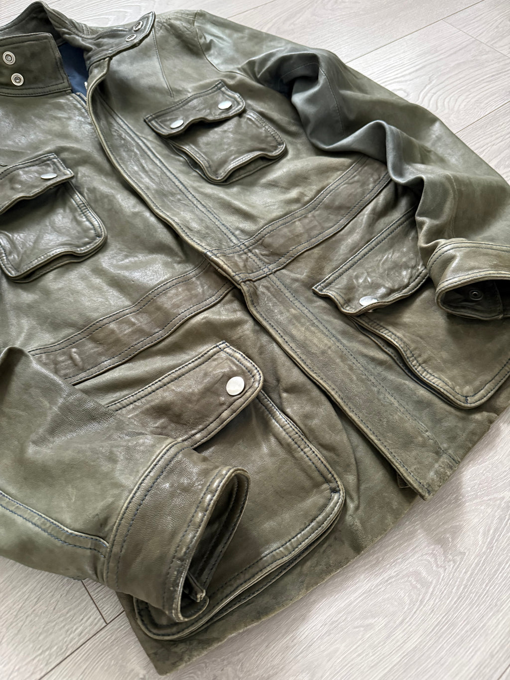 Emporio Armani FW2011 Overdyed Leather Jacket - Size S