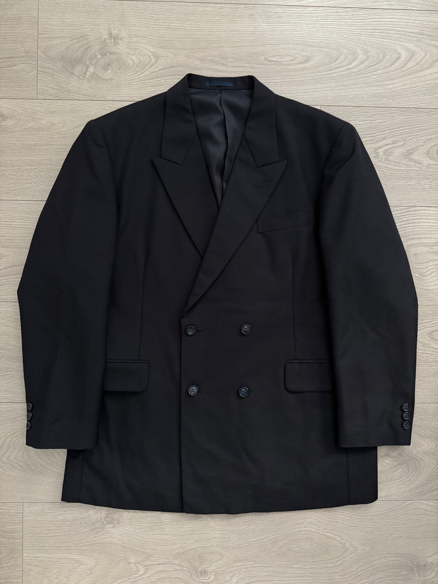 Doremuil Fabric Double Breasted Pleated Wool Suit - Size XL Jacket / 36" Waist