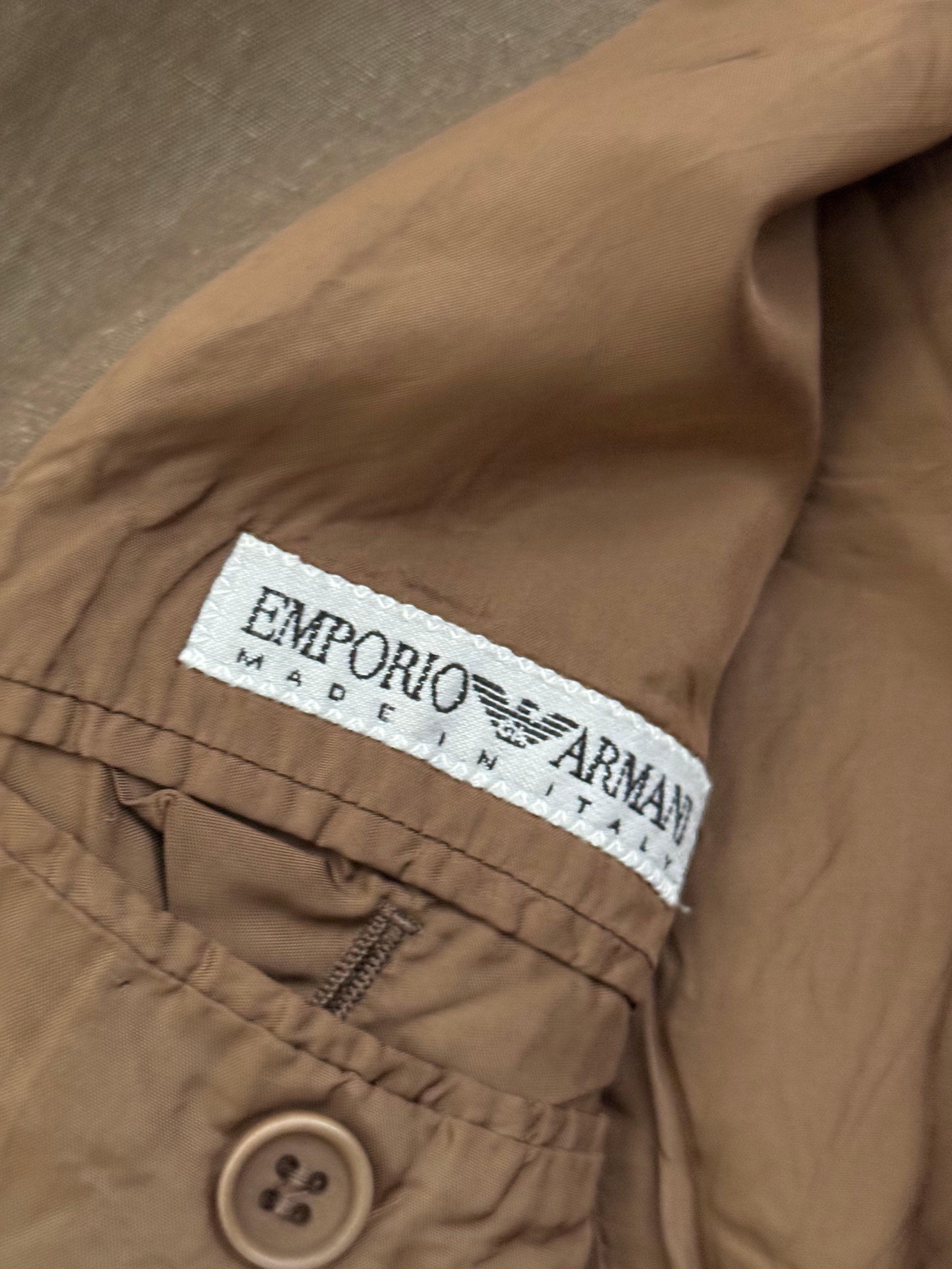 Emporio Armani 1990s 3B Linen Cotton Brown Sports Jacket Blazer - Size S