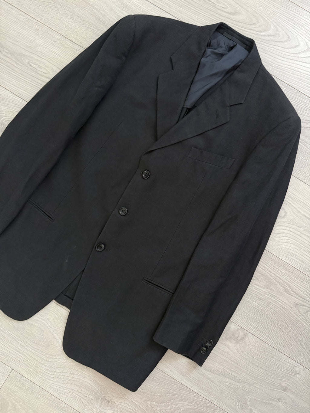 Armani 1990s 3B Linen Navy Sports Blazer Jacket - Size XL