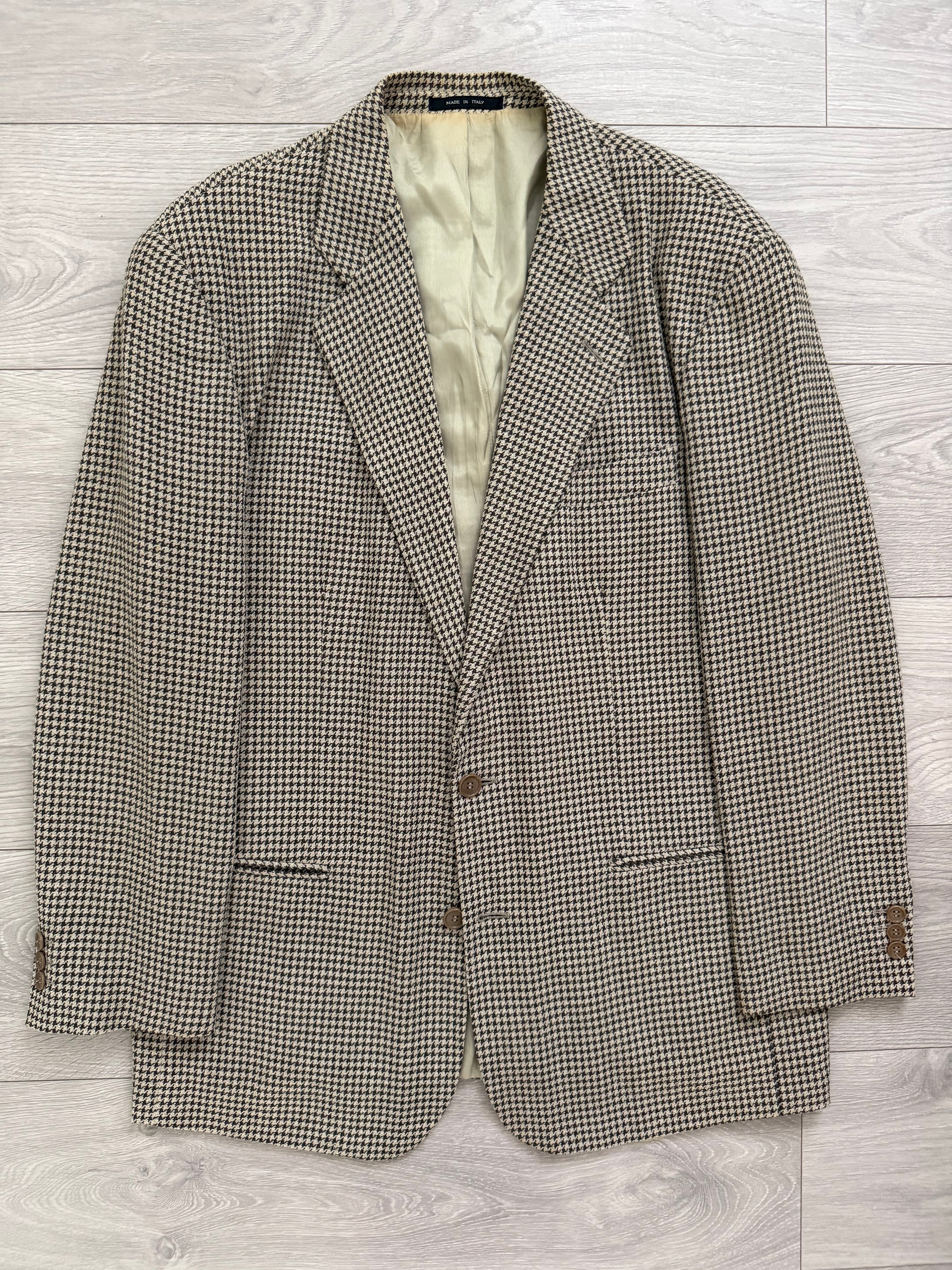 Emporio Armani 1994 Houndstooth 2B Wool Sports Jacket Blazer - Size XL