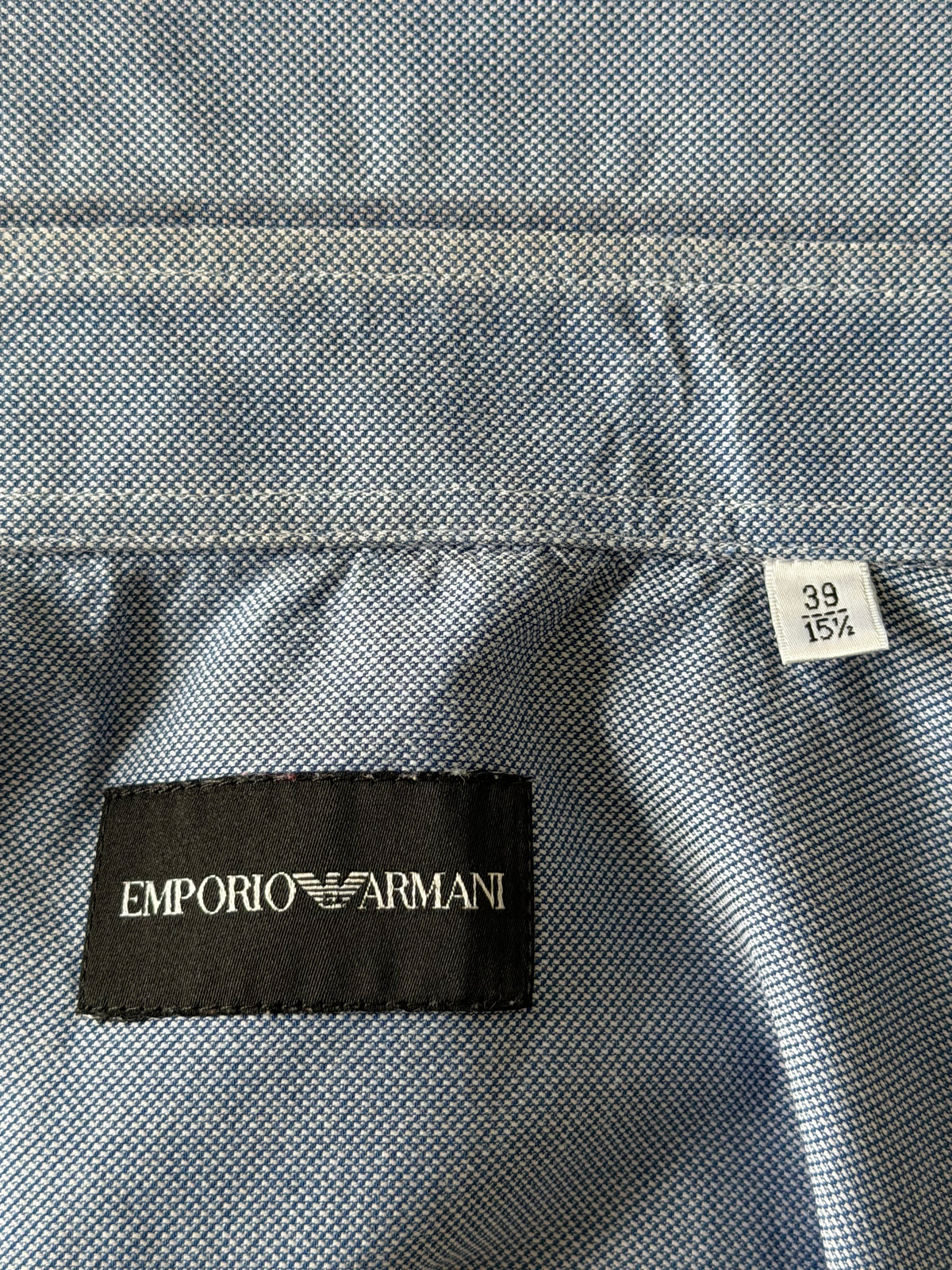 Emporio Armani Blue Cotton Shirt - Size Medium
