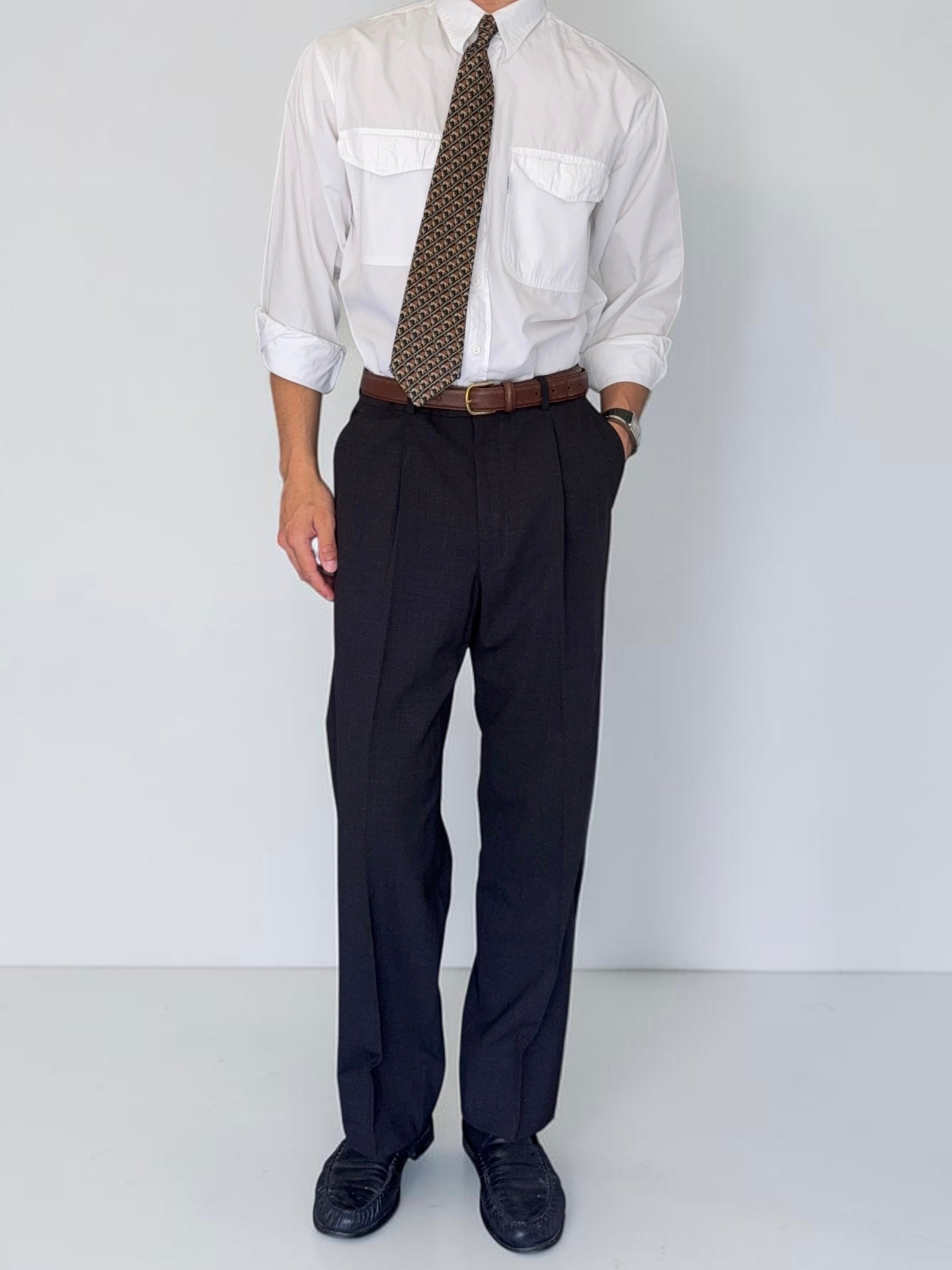 Armani 2000s Pleated Wool Grey Pants - Size 30" Waist