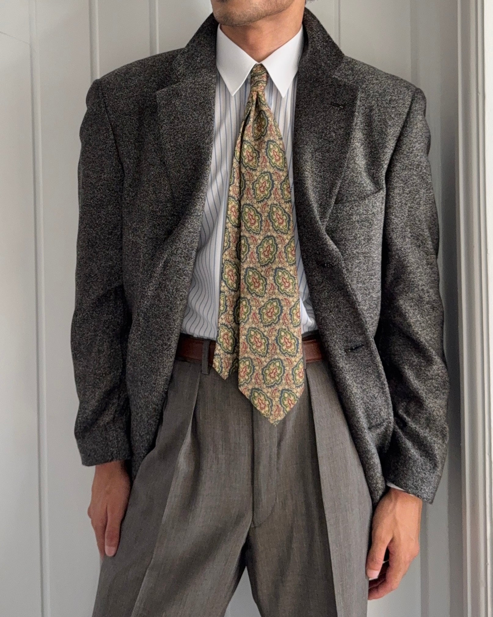 Hugo Boss 1980s 3B Melange Fabric Wool Blend Sport Jacket Blazer  - Size L