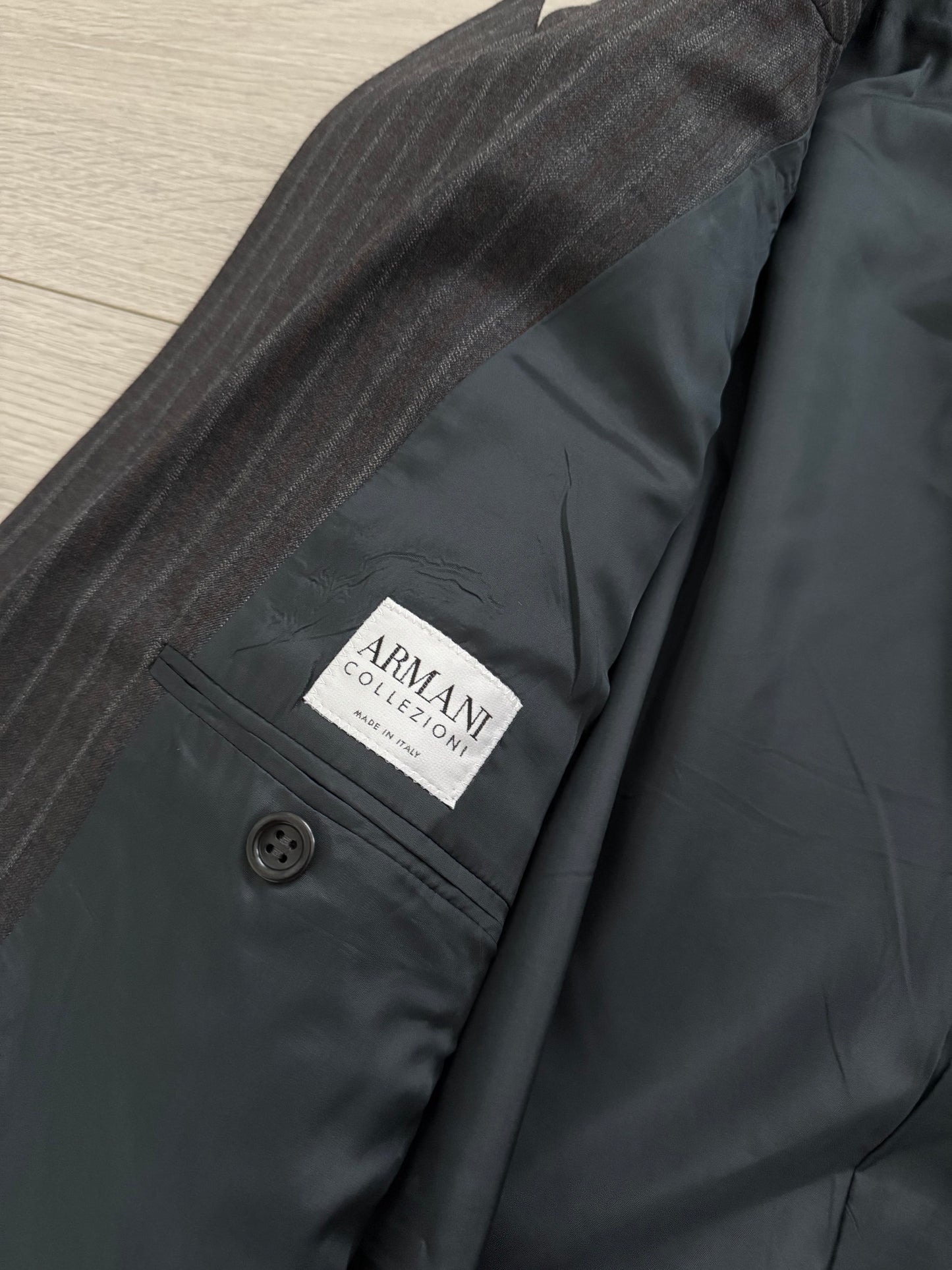 Armani 1990s Double Breasted Pleated Wool Suit - Size L Jacket / 34" Waist