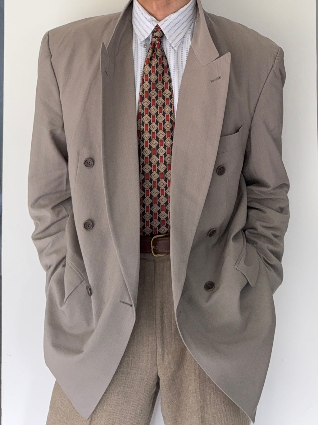 Hugo Boss 1980s 'Al Capone' Double Breasted Peaked Lapel Sports Jacket Blazer - Size XL