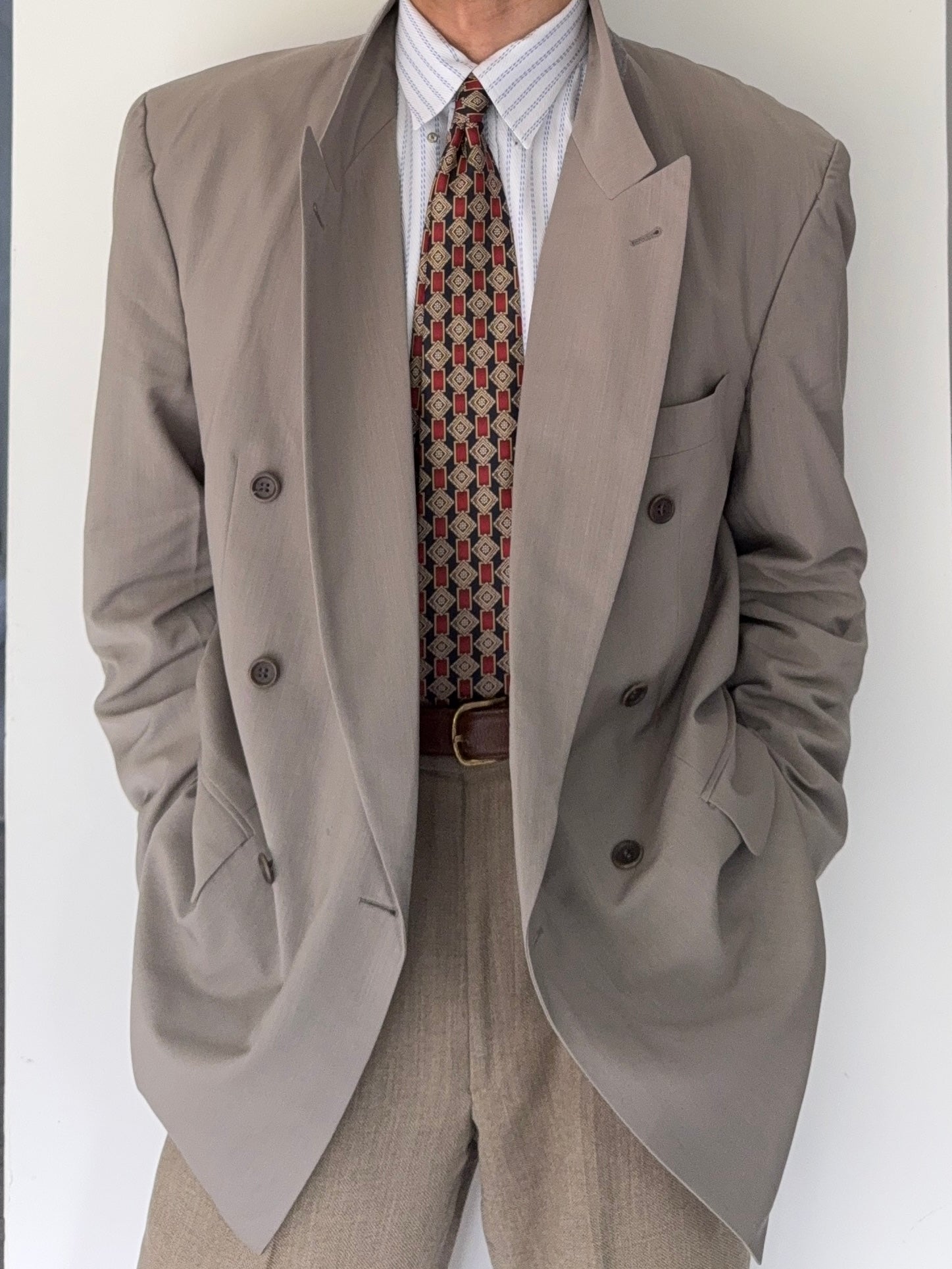 Hugo Boss 1980s 'Al Capone' Double Breasted Peaked Lapel Sports Jacket Blazer - Size XL