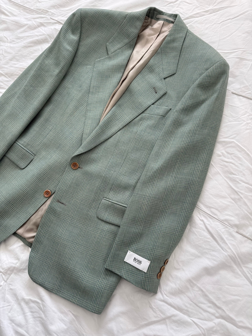 Hugo Boss 1980s 2B Teal Green Wool Sports Blazer Jacket - Size S