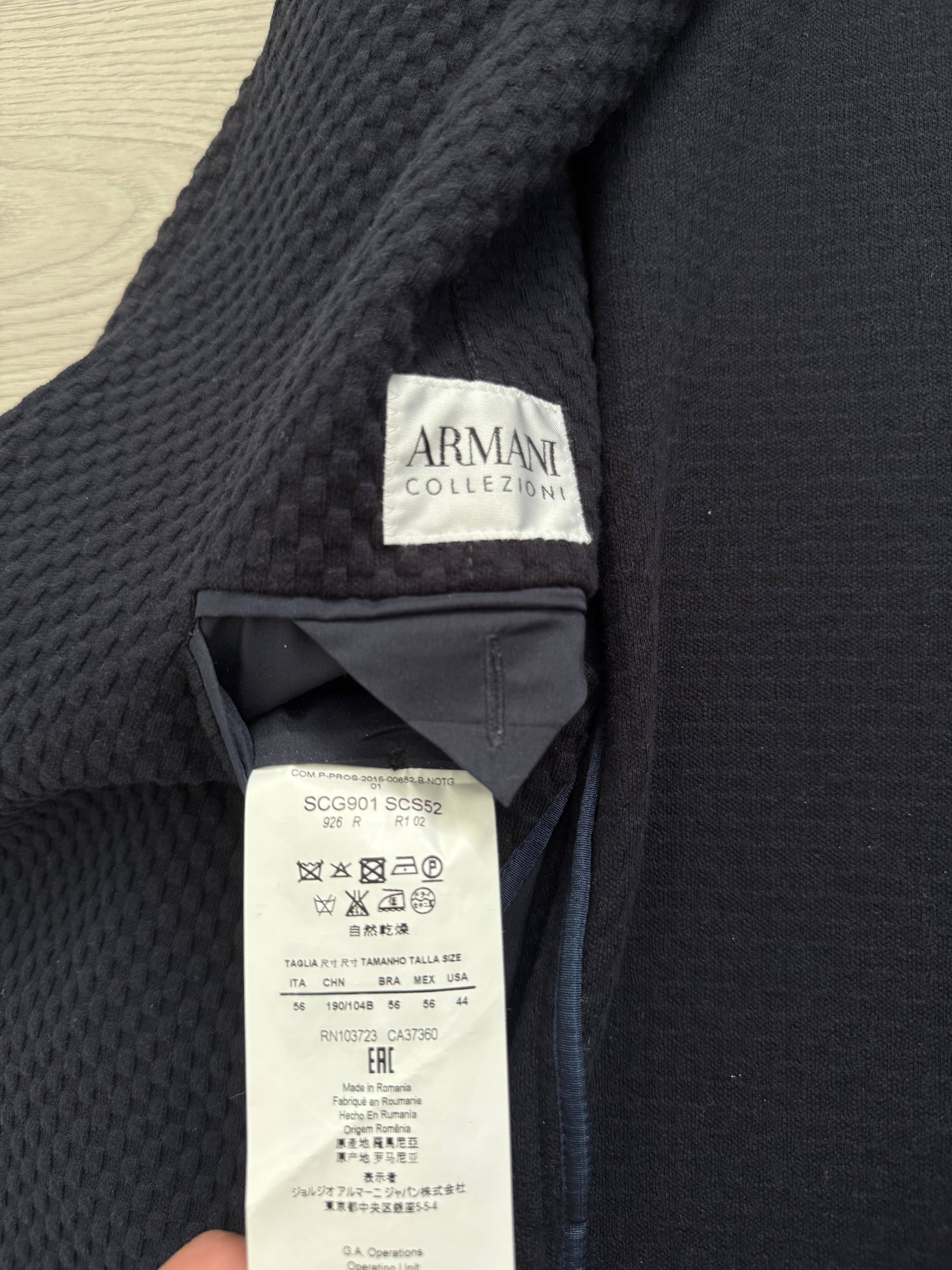 Armani 2000s Textured Cotton Navy Jacket - Size XL