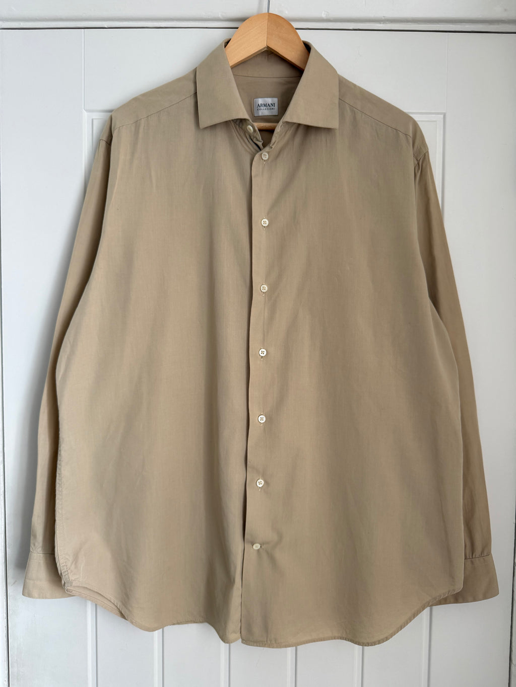 Armani 1990s Beige Cotton Shirt - Size XL