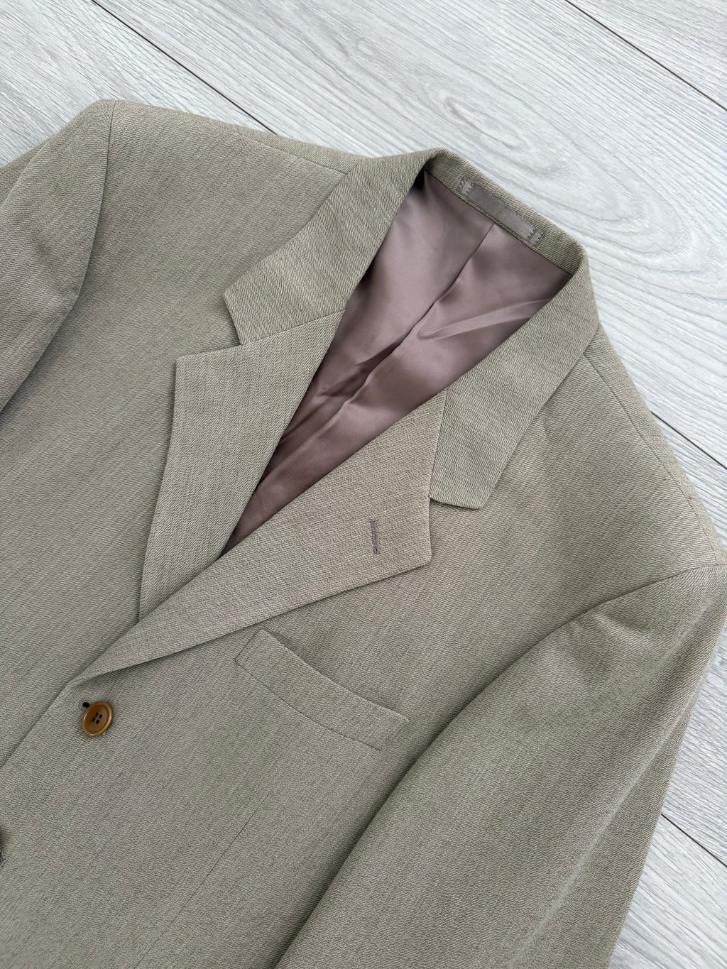 Paul Smith 1990s 3B Double Pleat Crepe Weave Wool Suit Stone Beige - Size L Jacket / 31" Waist