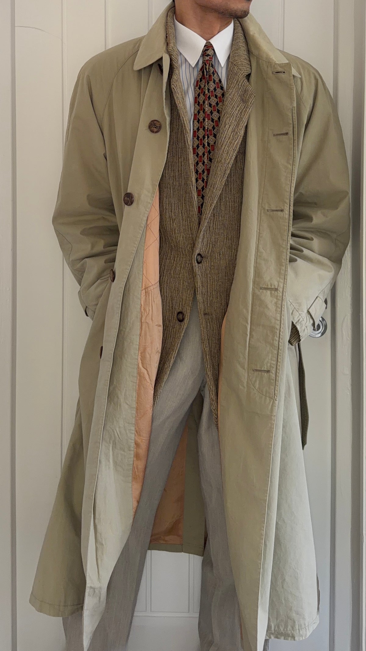 Giorgio Armani 1980s Cotton Belted Raincoat - Size L