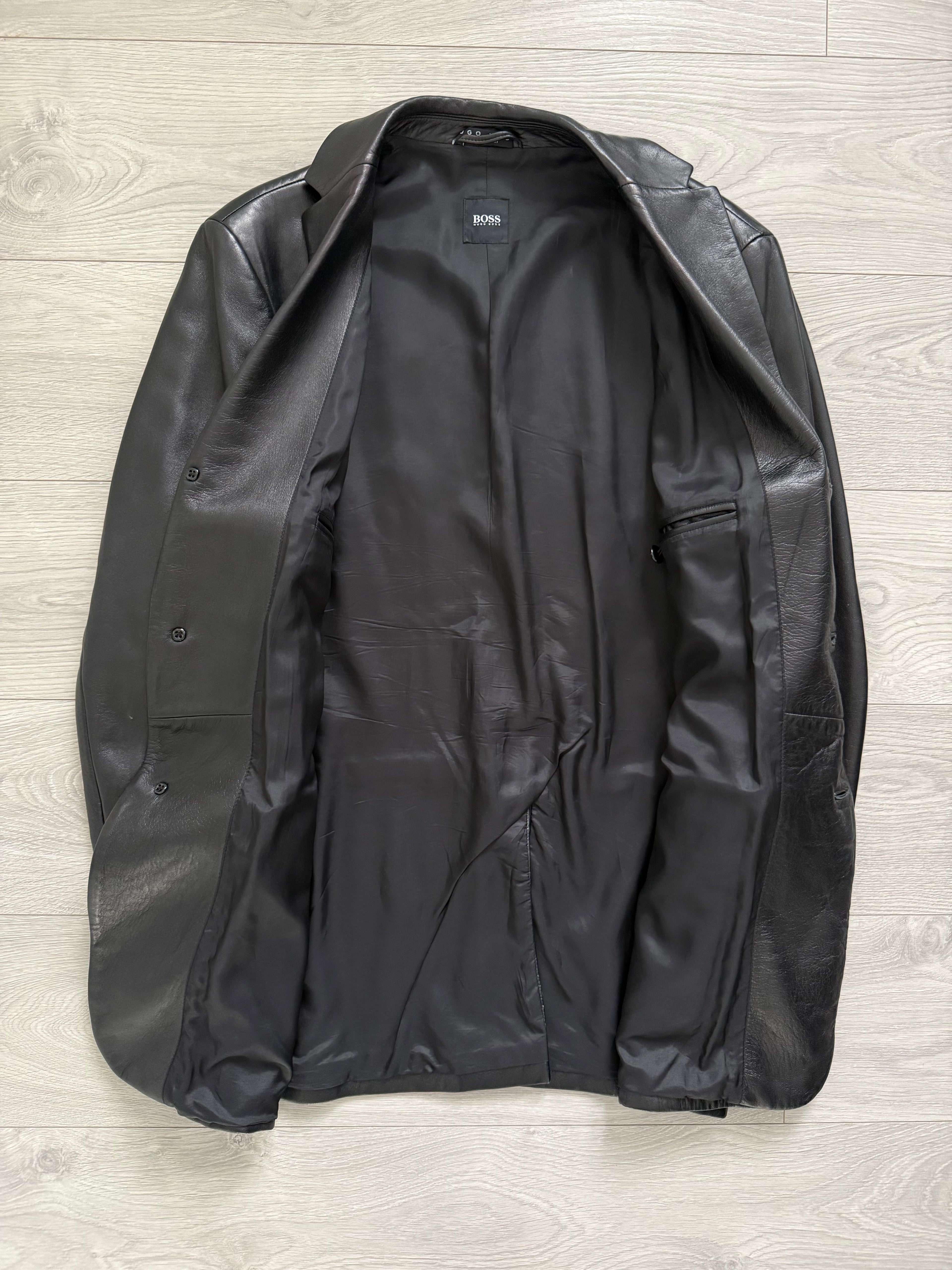 Hugo Boss 1990s Leather Jacket - Size XL