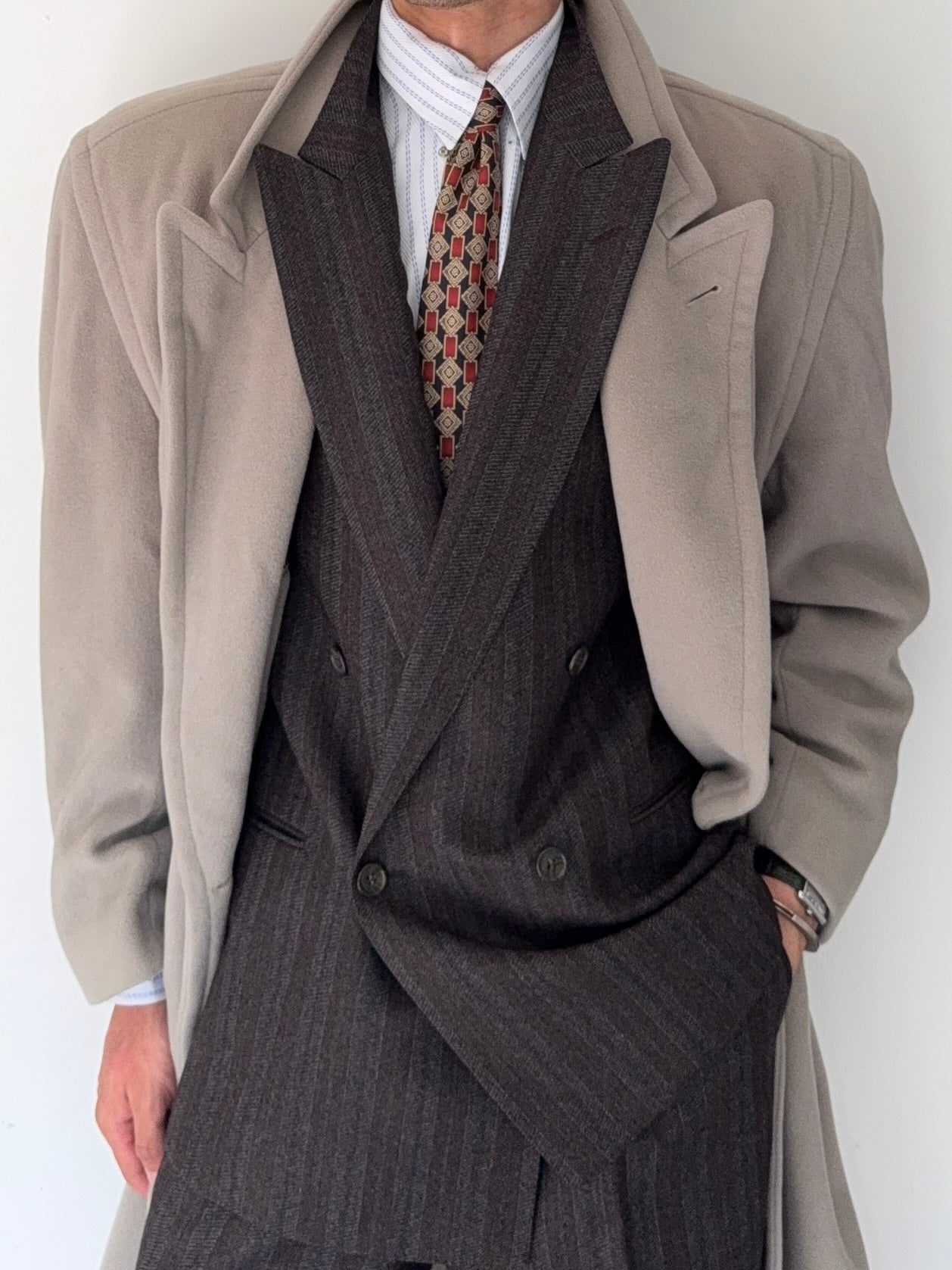 Hugo Boss 1980s 'Yamaha' Double-Breasted Wool Coat - Size M