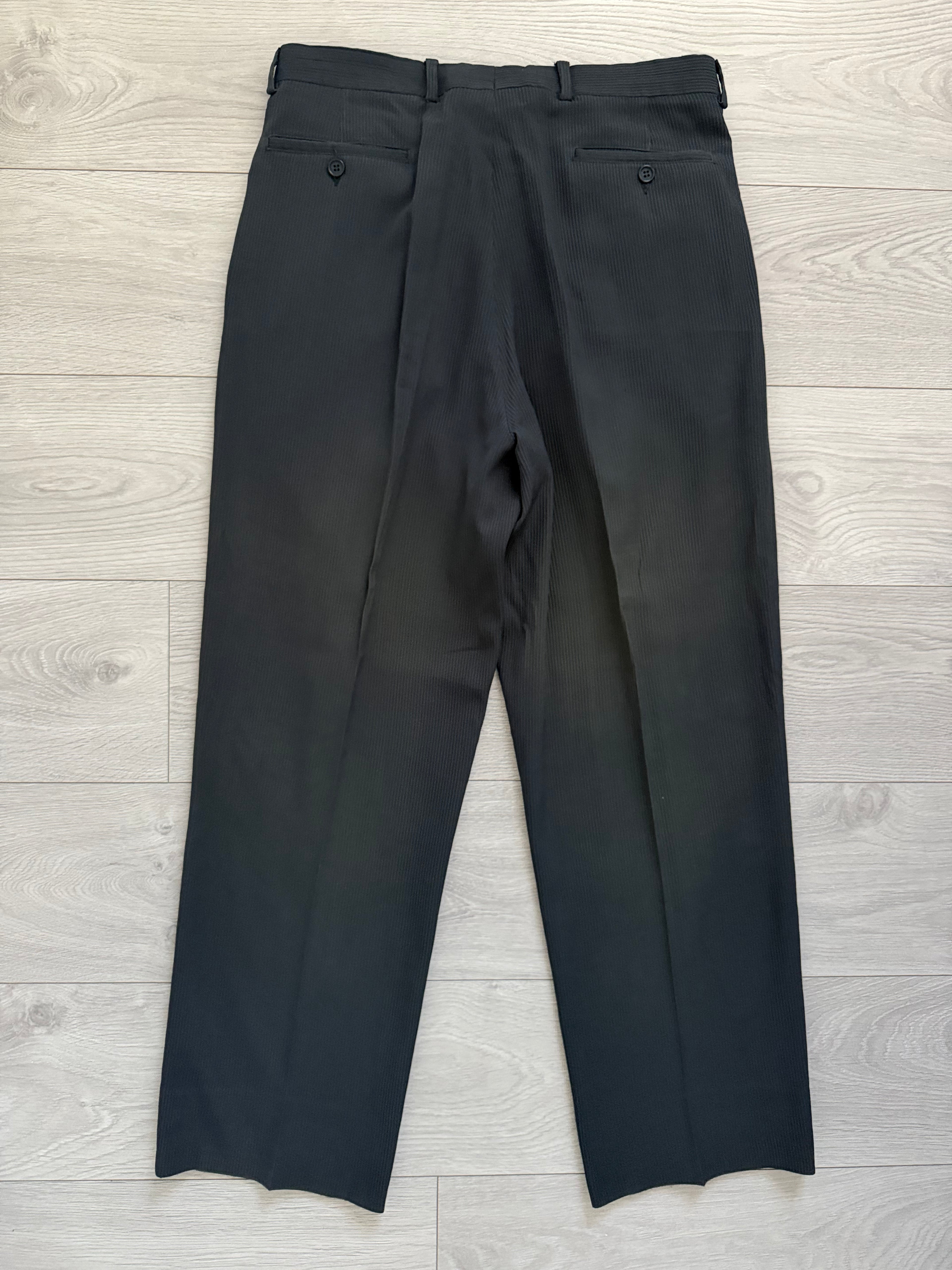 Emporio Armani 1990s 3B Double Pleat Ribbed Weave Draped Wool Suit - Size L Jacket / 34" Waist
