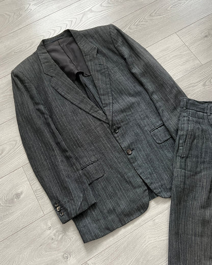 Comme Des Garcons Homme 1990s Linen Pleated Striped Suit - Size M Jacket / 30" Waist