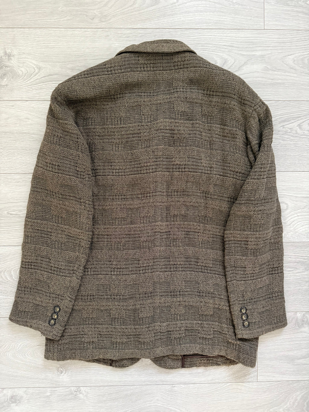 Emporio Armani 1990s 4B Wool Cotton Texture Pattern Jacket - Size L