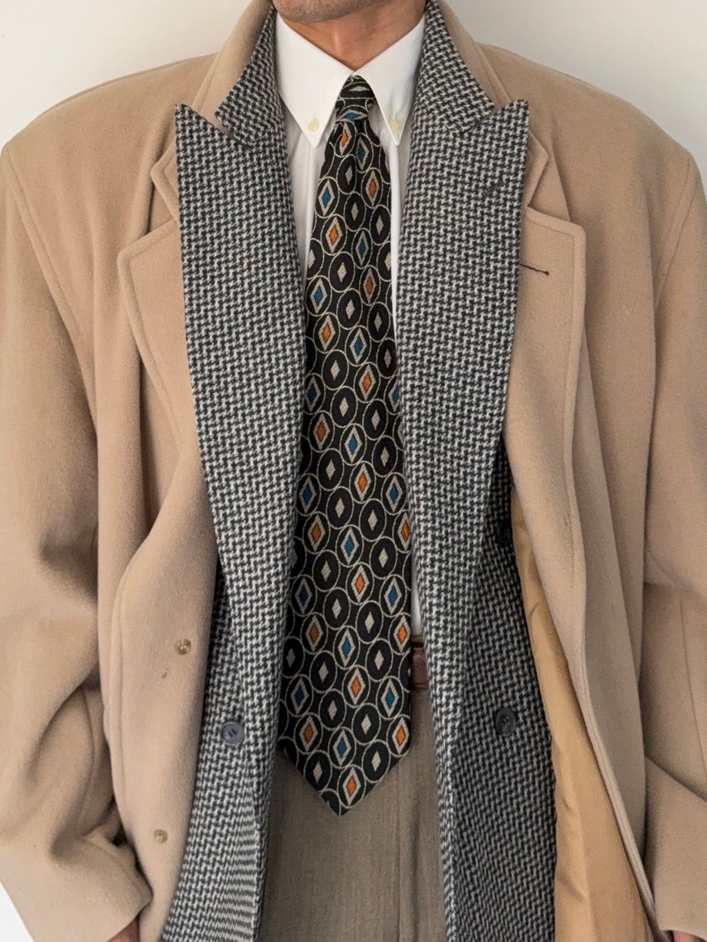Hugo Boss 1980s 'De Tomaso' Wool Overcoat Cream - Size XL