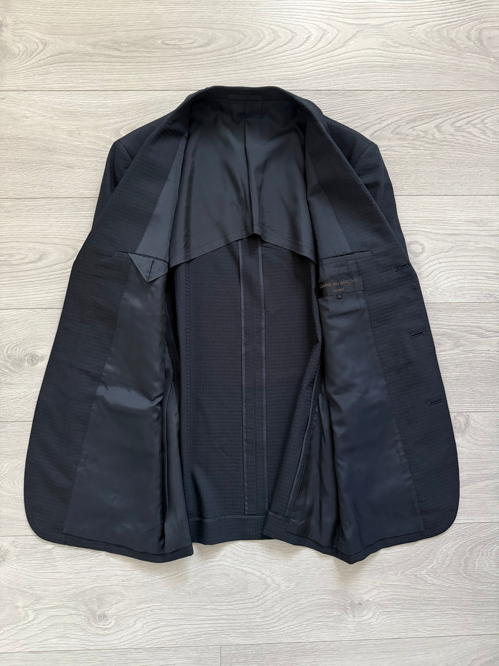 Comme Des Garcons Homme 2001 3B Navy Blue Pleated Wool Blend Suit - Size M Jacket / 30" Waist