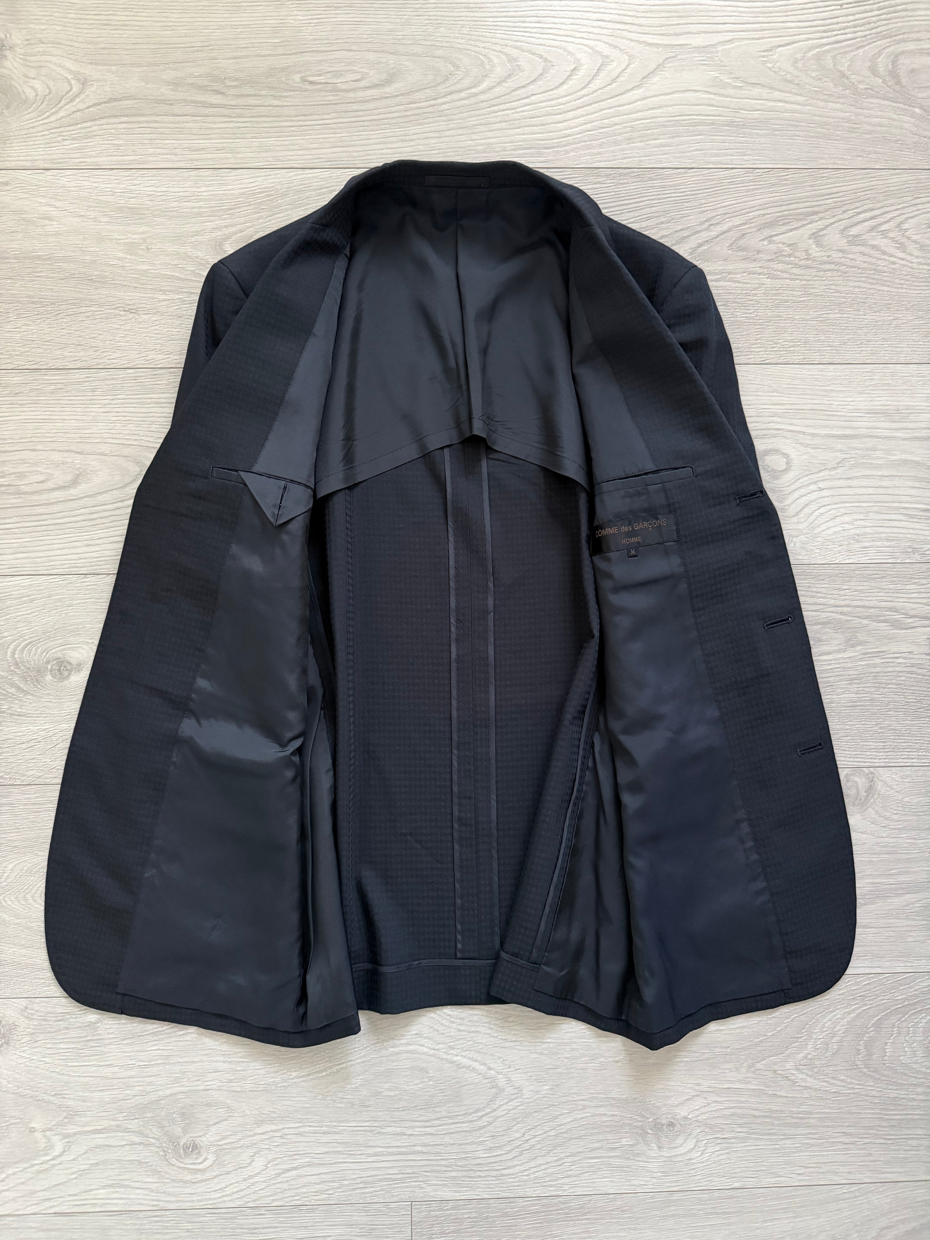 Comme Des Garcons Homme 2001 3B Navy Blue Pleated Wool Blend Suit - Size M Jacket / 30" Waist