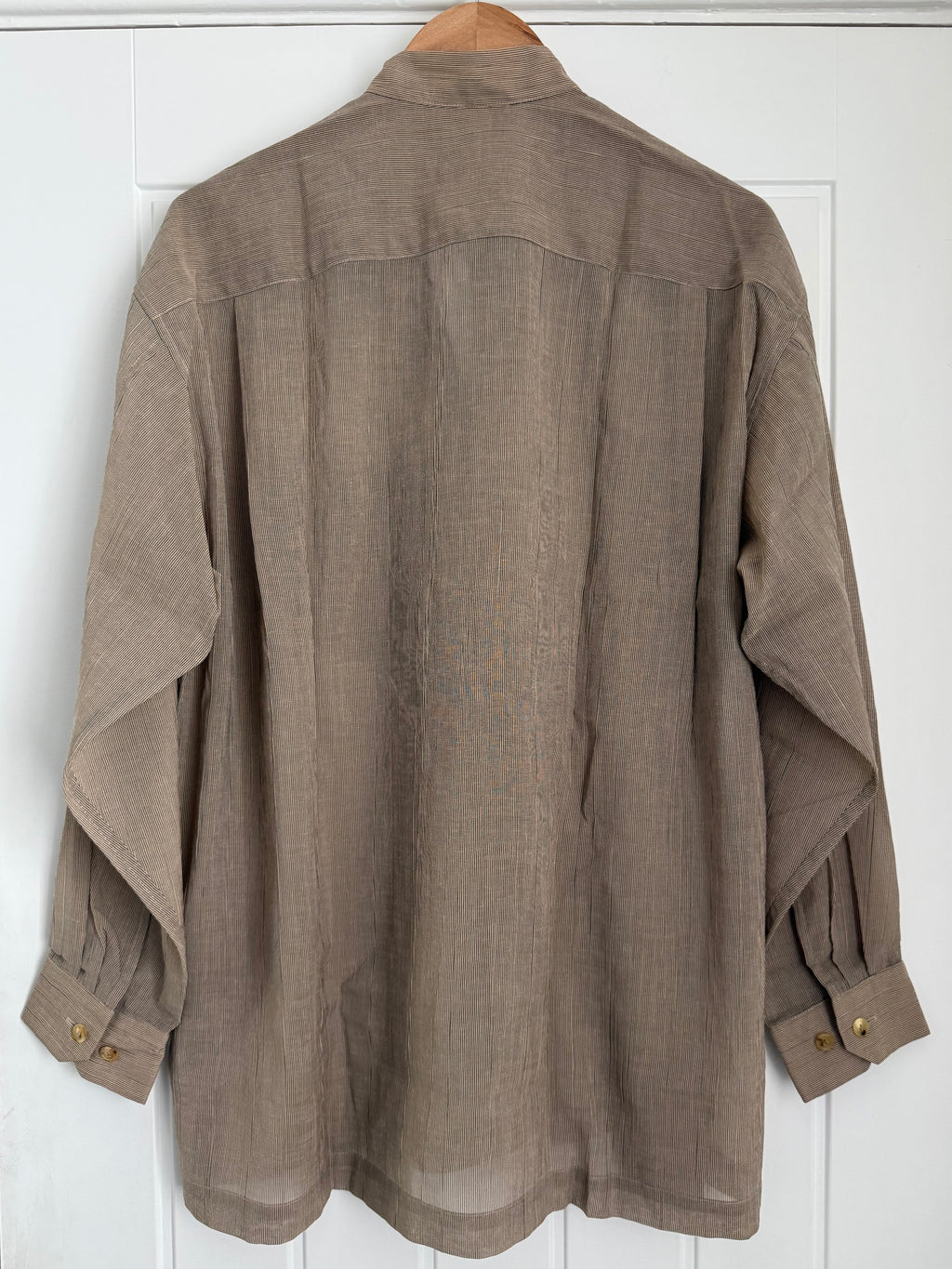 Issey Miyake 1990s Nehure Collar Taupe Relaxed Shirt - Size L