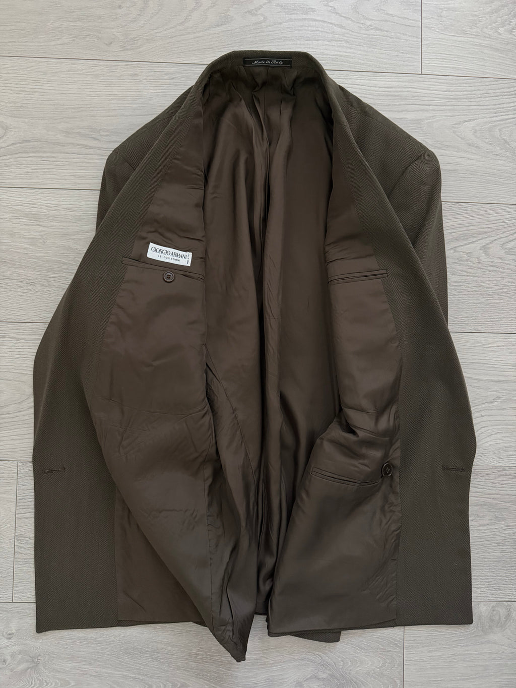 Giorgio Armani 1980s Peaked Lapel Double Breasted Brown Wool Sport Jacket Blazer - Size M