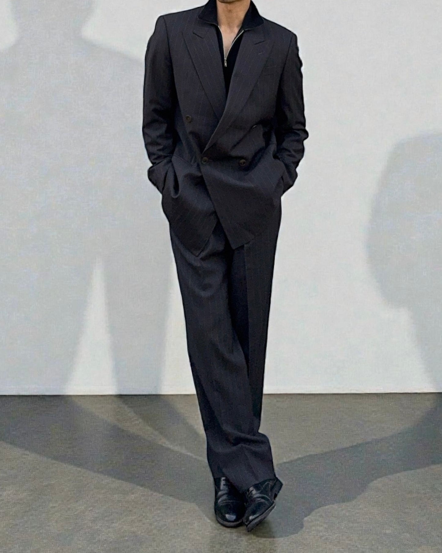 Armani 1990s Double Breasted Pleated Wool Suit - Size L Jacket / 34" Waist