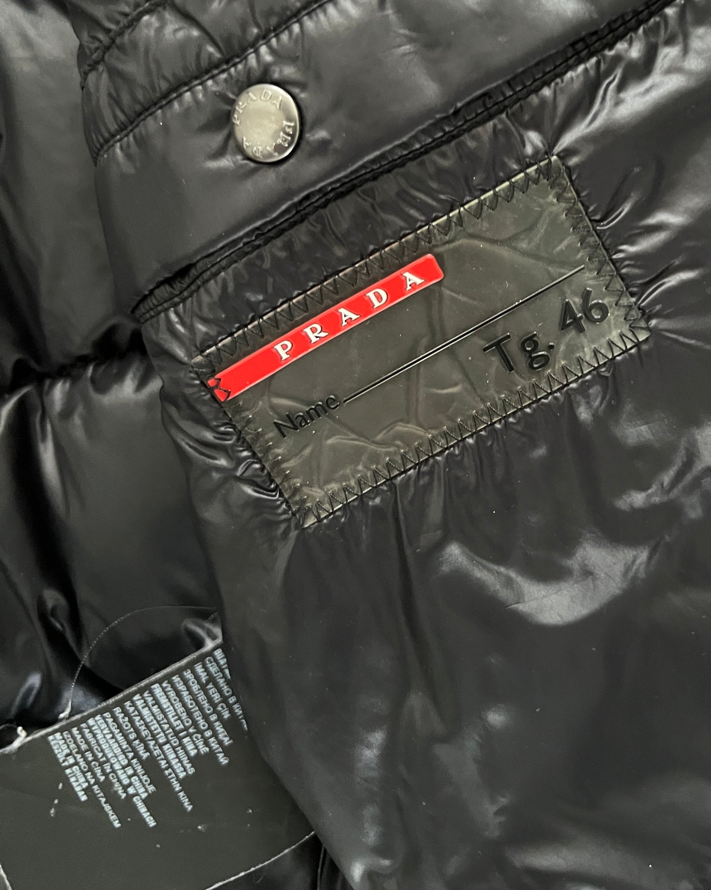 Prada AW2013 Nylon Plaque Logo Down Bomber Jacket - Size S