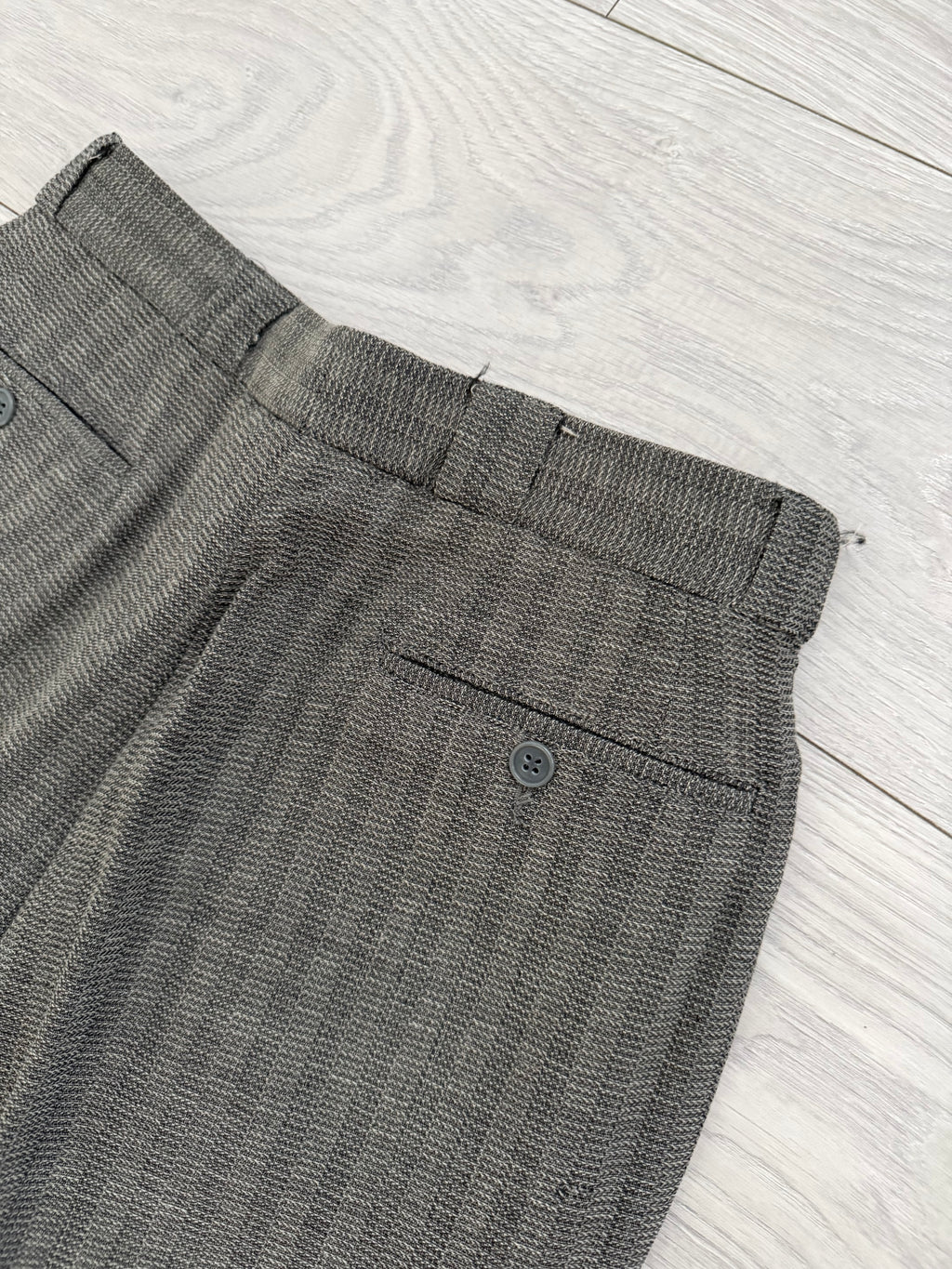 Emporio Armani 1980s Peaked Lapel Double Breasted Textured Wool Pleated Suit - Size S Jacket / 28" Waist