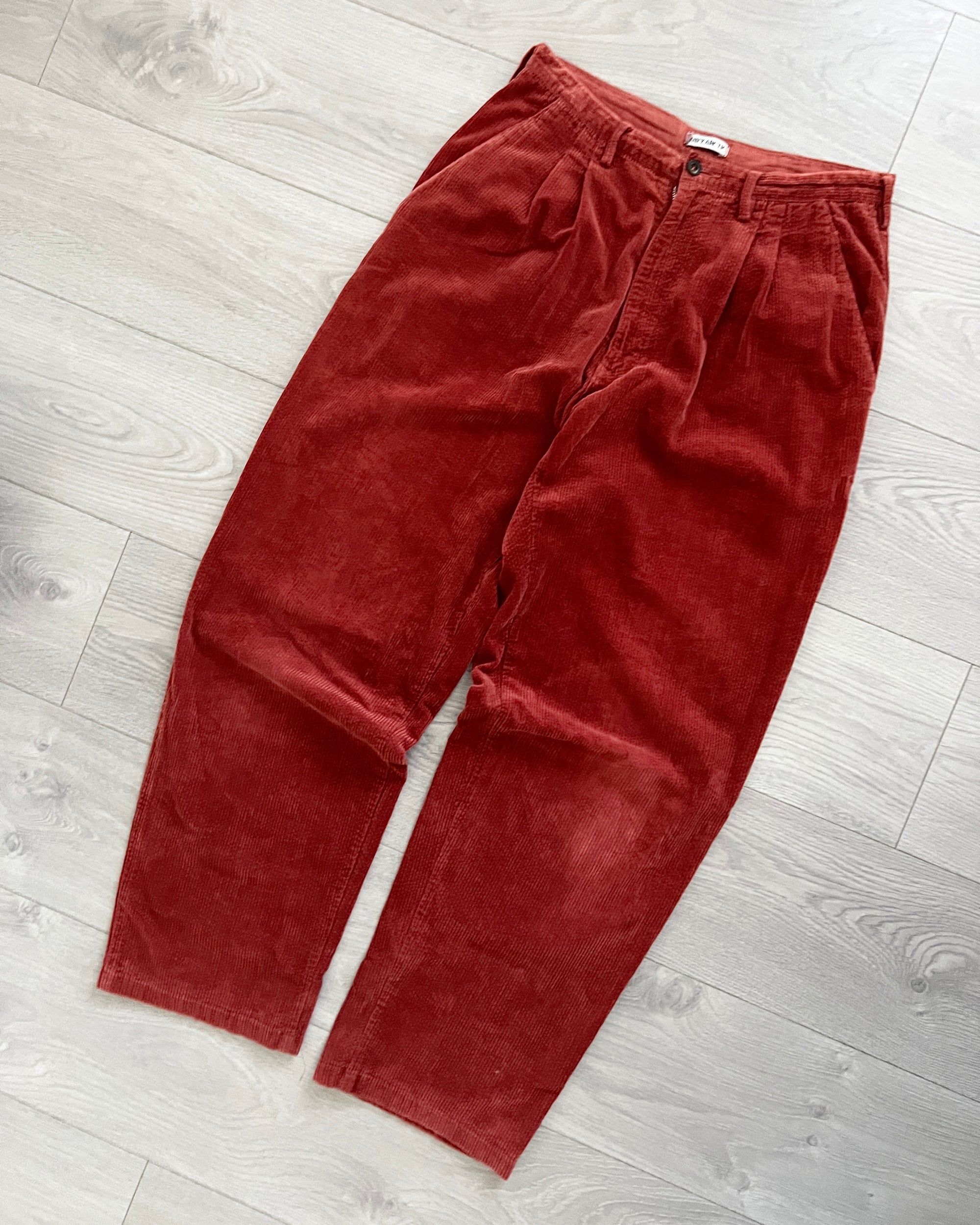 C.P. Company 1980s 'Navy Arctic' Rust Orange Pleated Cord Pants - Size 31