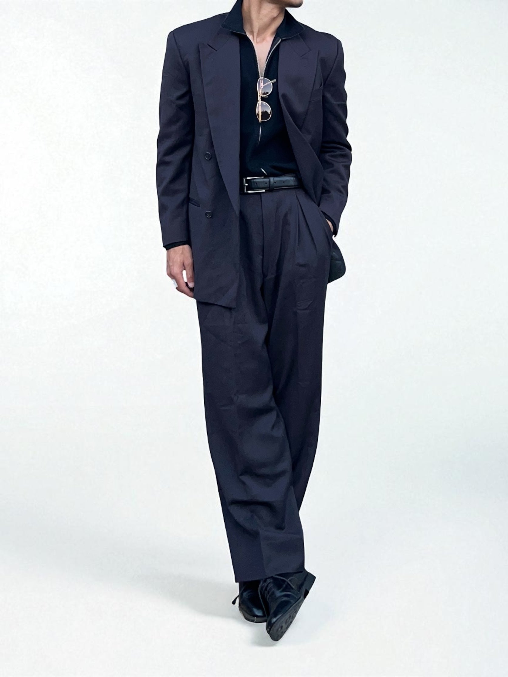 Emporio Armani 1990s Double-Breasted Pleated Relaxed Suit - Size M Jacket / 30" Waist