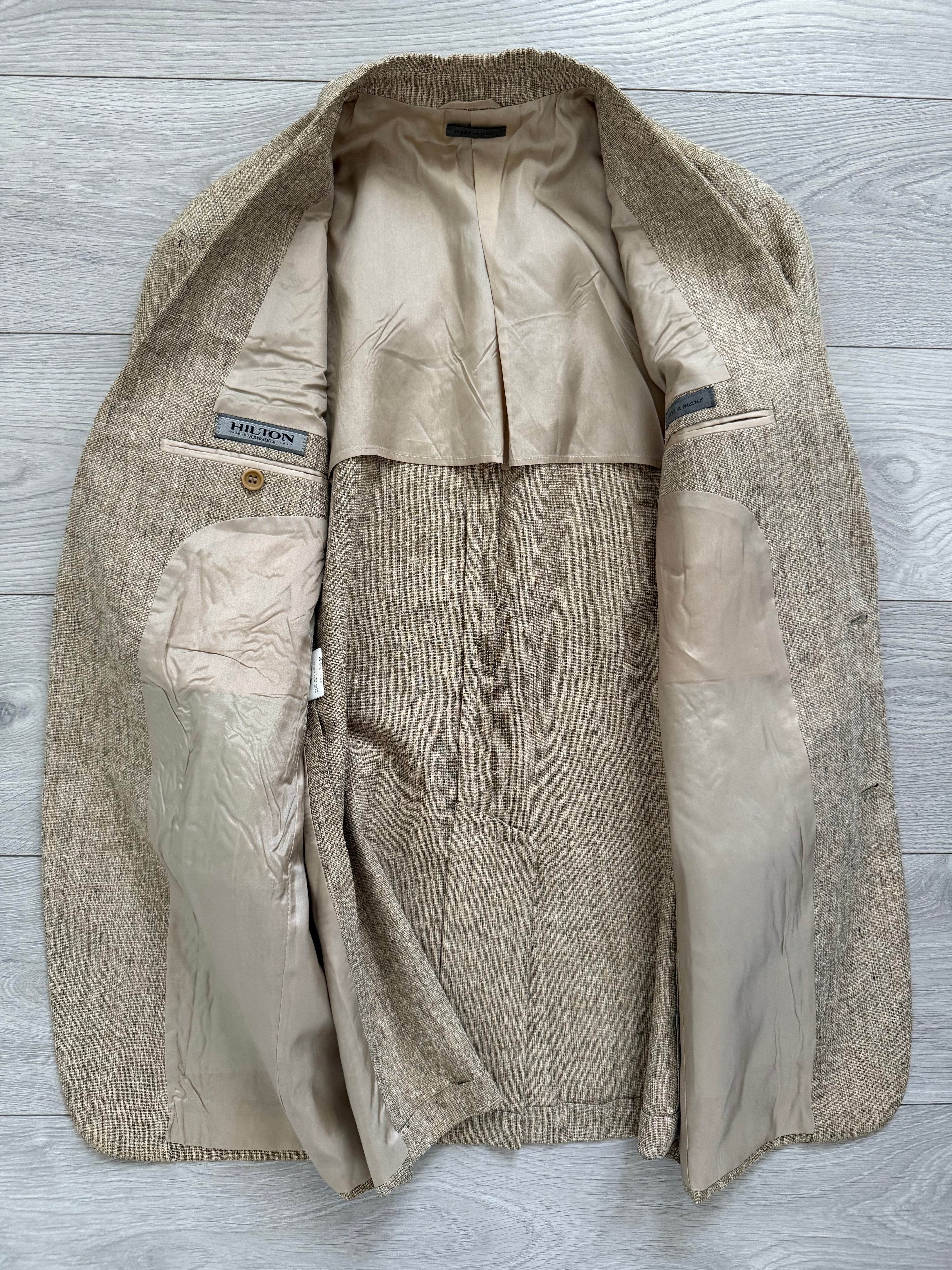 Hilton Armani 1990s Linen Silk 2B Handmade Sports Jacket Blazer - Size L