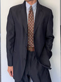 Emporio Armani 1990s 3B Wool Blend Draped Heathered Blue Suit - Size M Jacket / 32" Waist