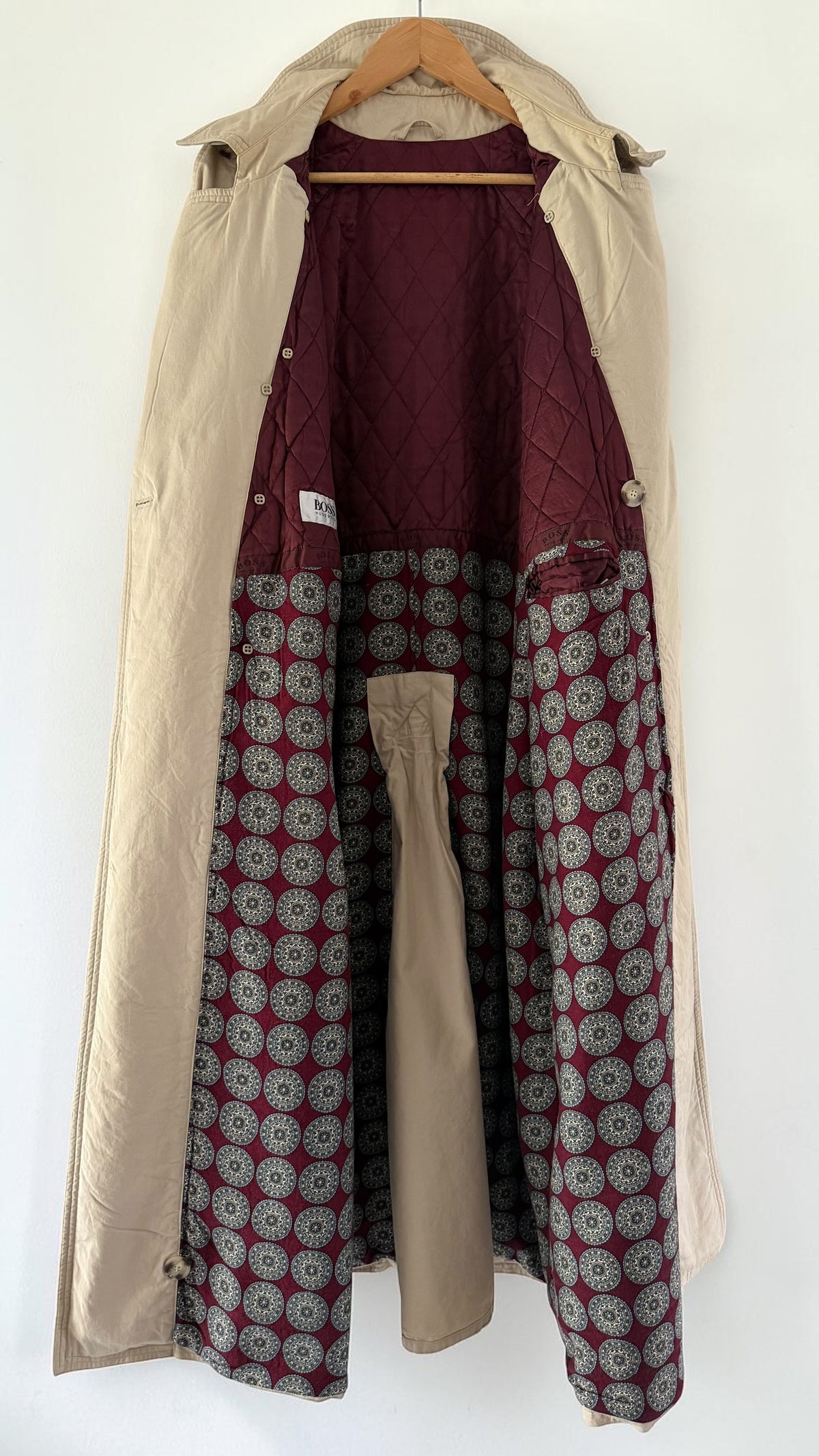 Hugo Boss 1980s Padded Power Trench Coat - Size L