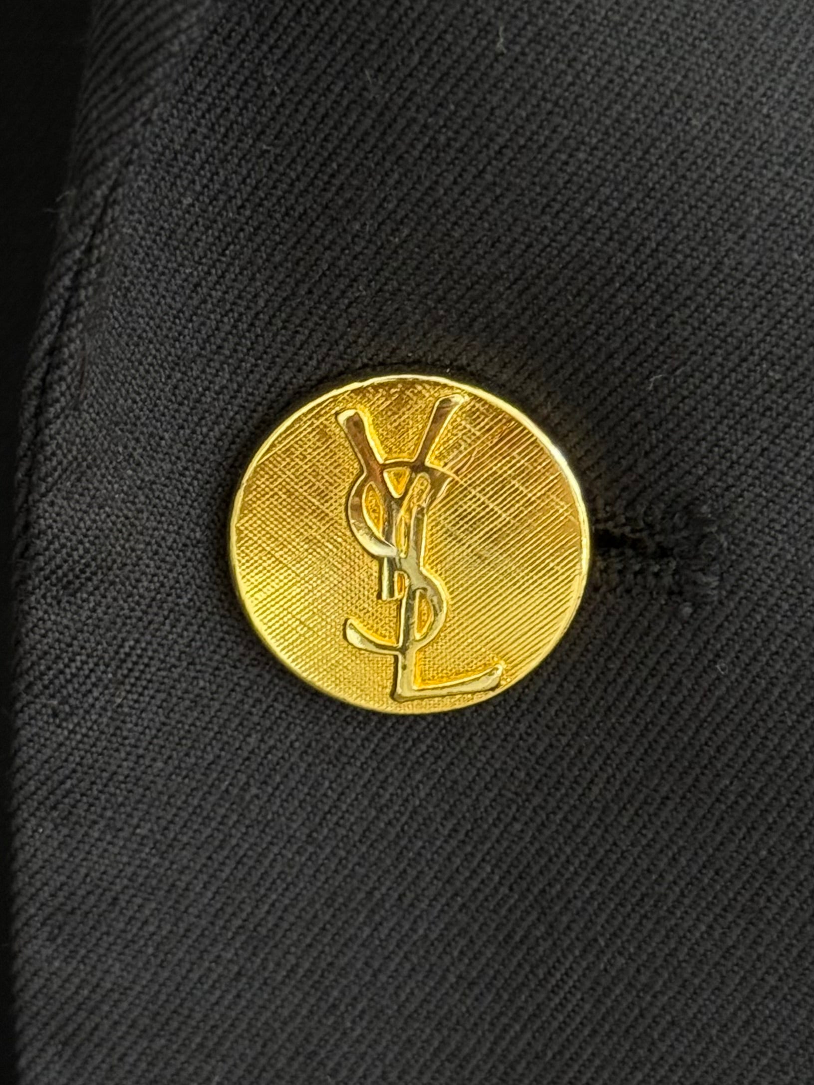 Yves Saint Laurent 1980s Metal Button 2B Wool Sport Jacket Blazer Navy Blue - Size M